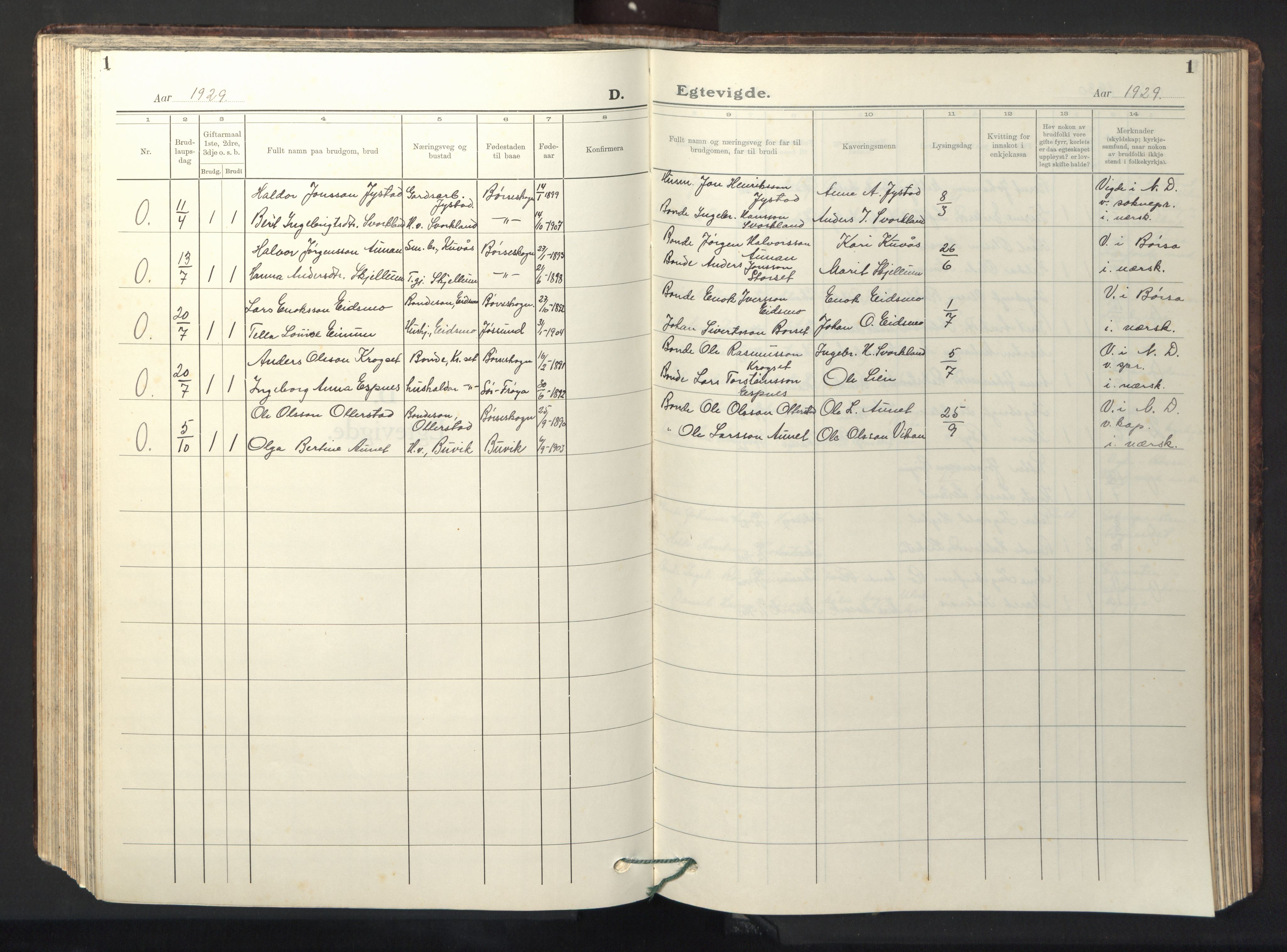 Ministerialprotokoller, klokkerbøker og fødselsregistre - Sør-Trøndelag, AV/SAT-A-1456/667/L0799: Klokkerbok nr. 667C04, 1929-1950, s. 1