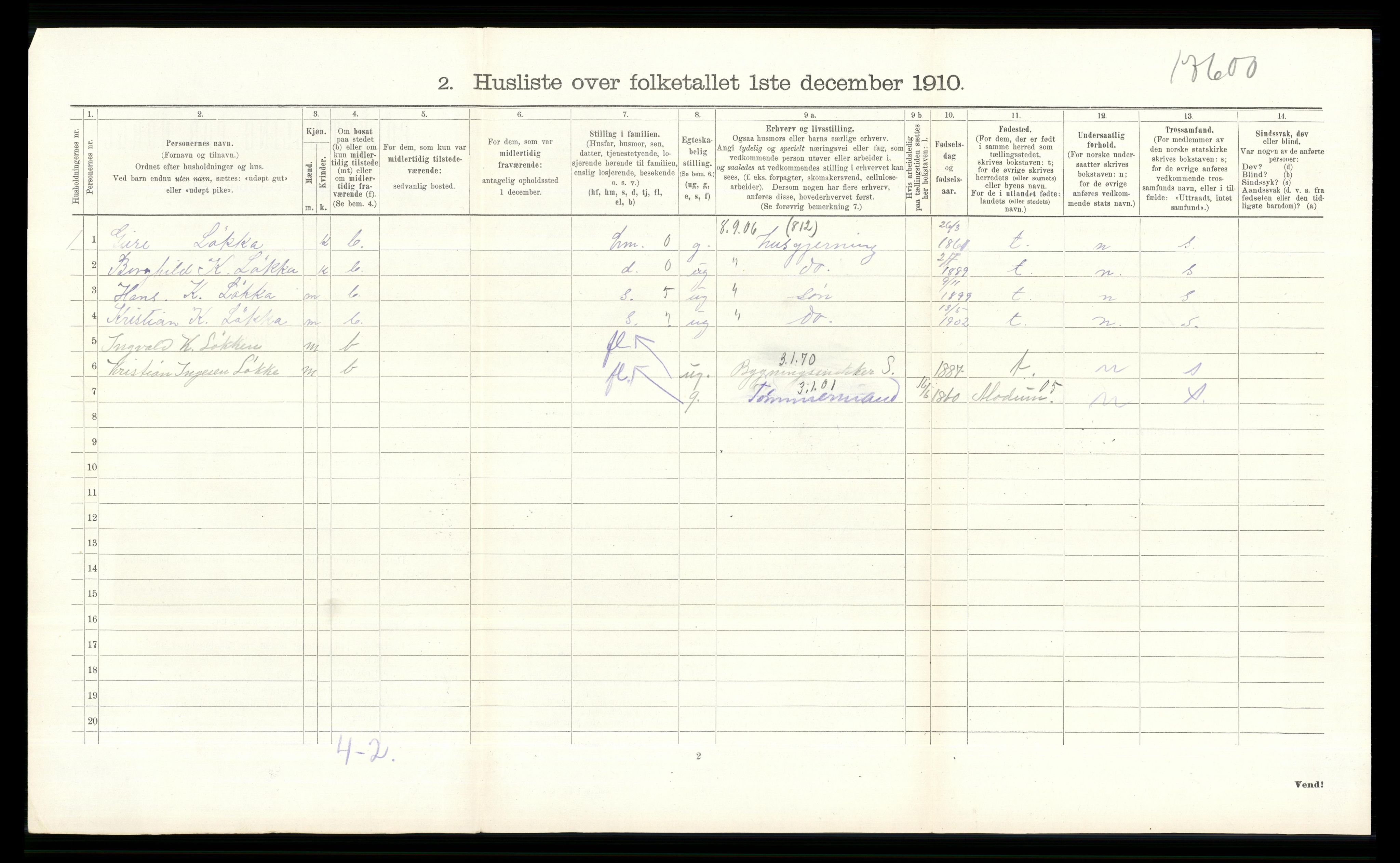 RA, Folketelling 1910 for 0622 Krødsherad herred, 1910, s. 540