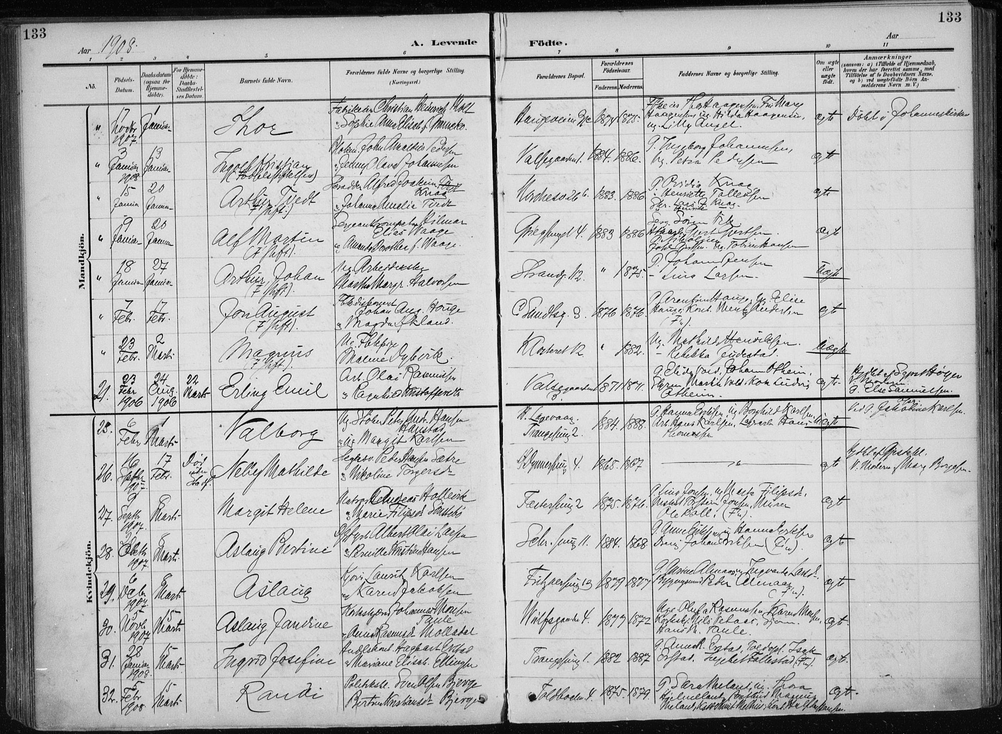 Nykirken Sokneprestembete, AV/SAB-A-77101/H/Haa/L0019: Ministerialbok nr. B 7, 1904-1916, s. 133