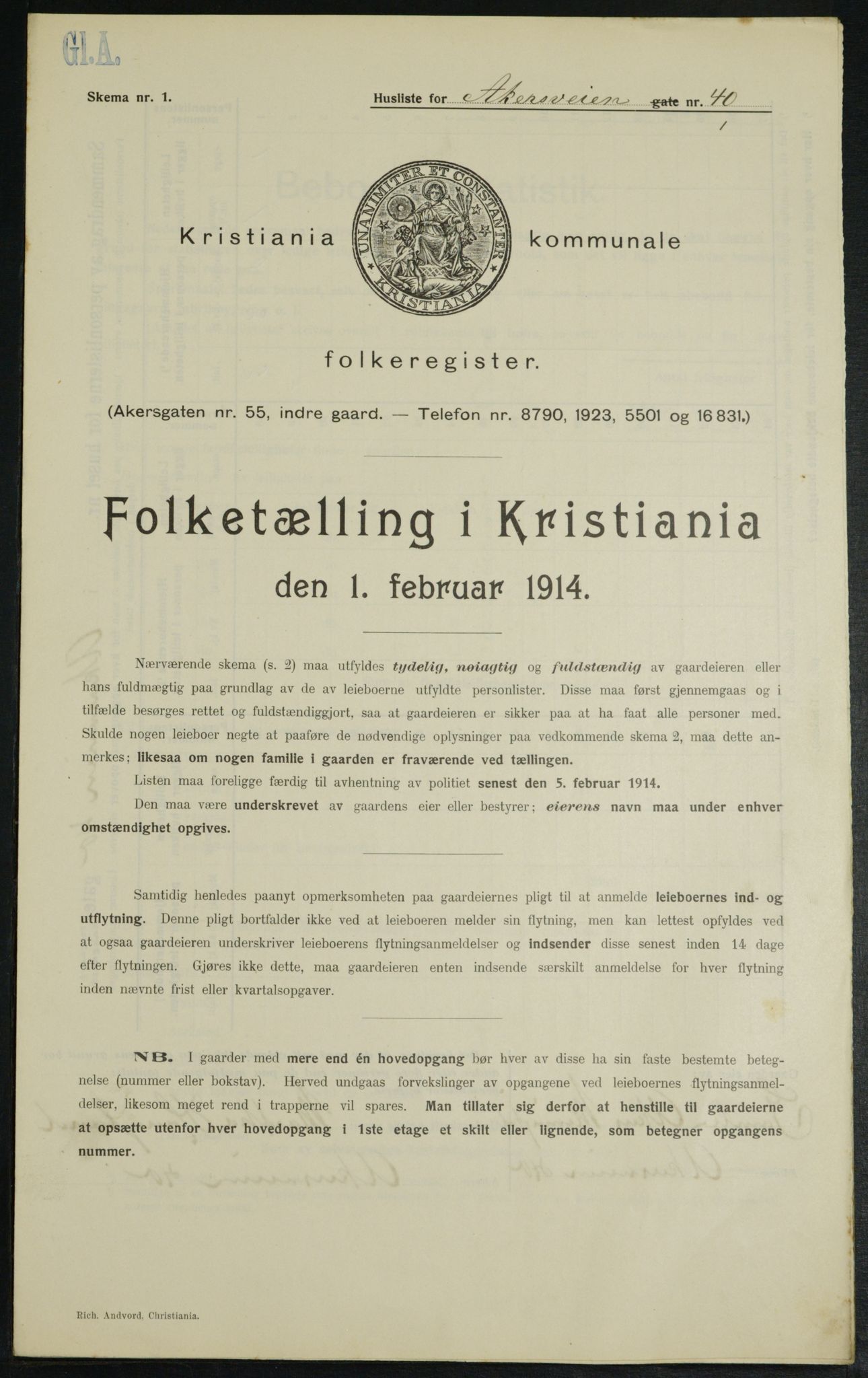 OBA, Kommunal folketelling 1.2.1914 for Kristiania, 1914, s. 1015