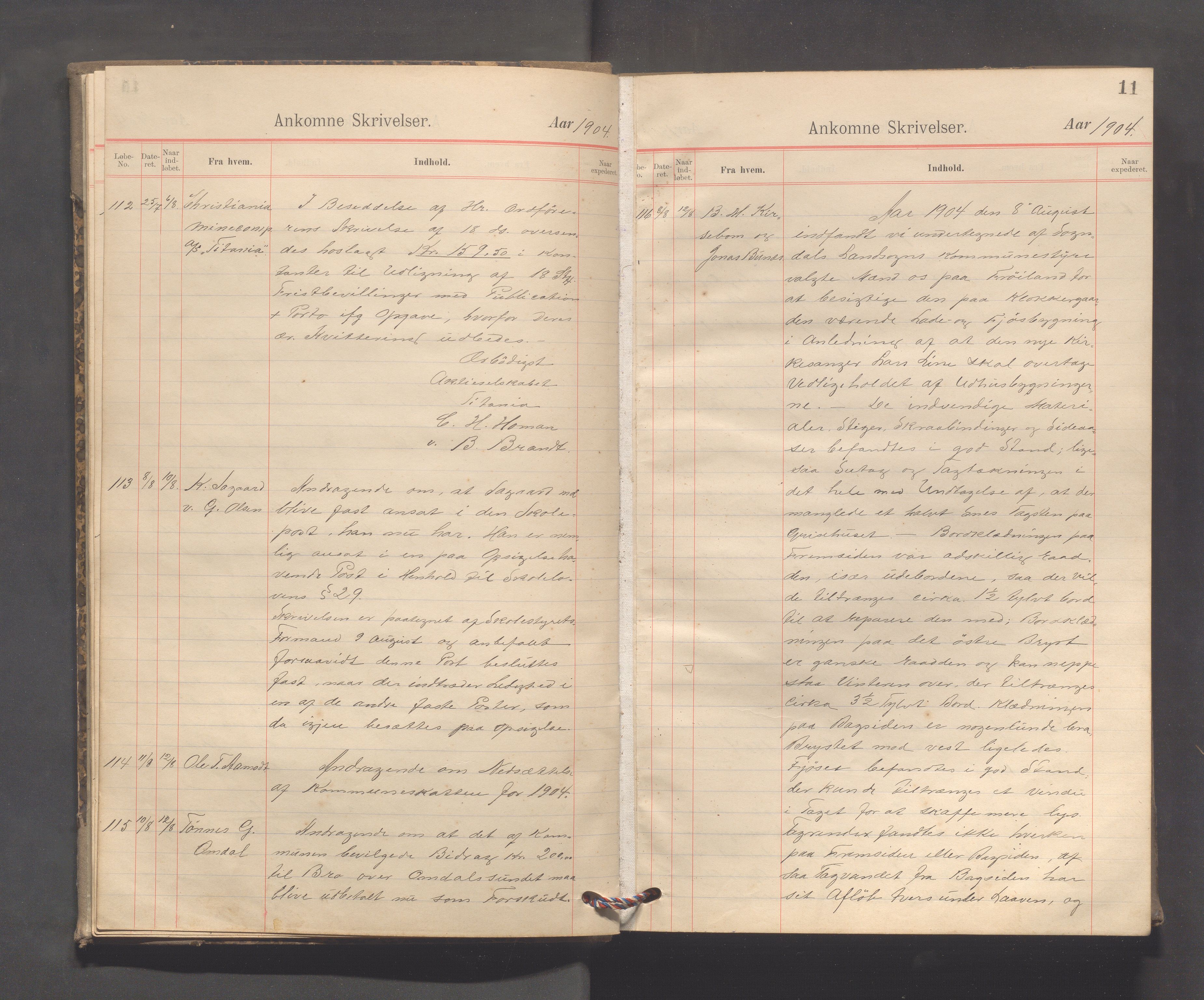 Sokndal kommune - Formannskapet/Sentraladministrasjonen, IKAR/K-101099/C/Ca/L0003: Journal, 1904-1912, s. 11