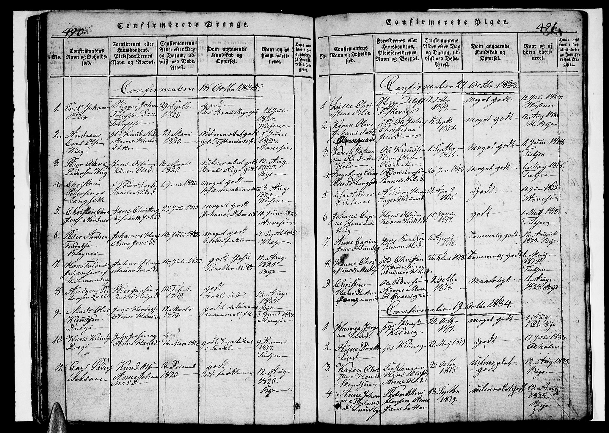 Ministerialprotokoller, klokkerbøker og fødselsregistre - Nordland, AV/SAT-A-1459/847/L0676: Klokkerbok nr. 847C04, 1821-1853, s. 490-491