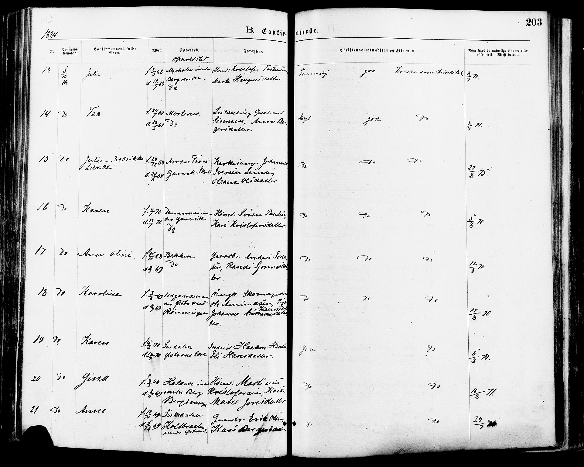 Nord-Odal prestekontor, AV/SAH-PREST-032/H/Ha/Haa/L0005: Ministerialbok nr. 5, 1874-1885, s. 203