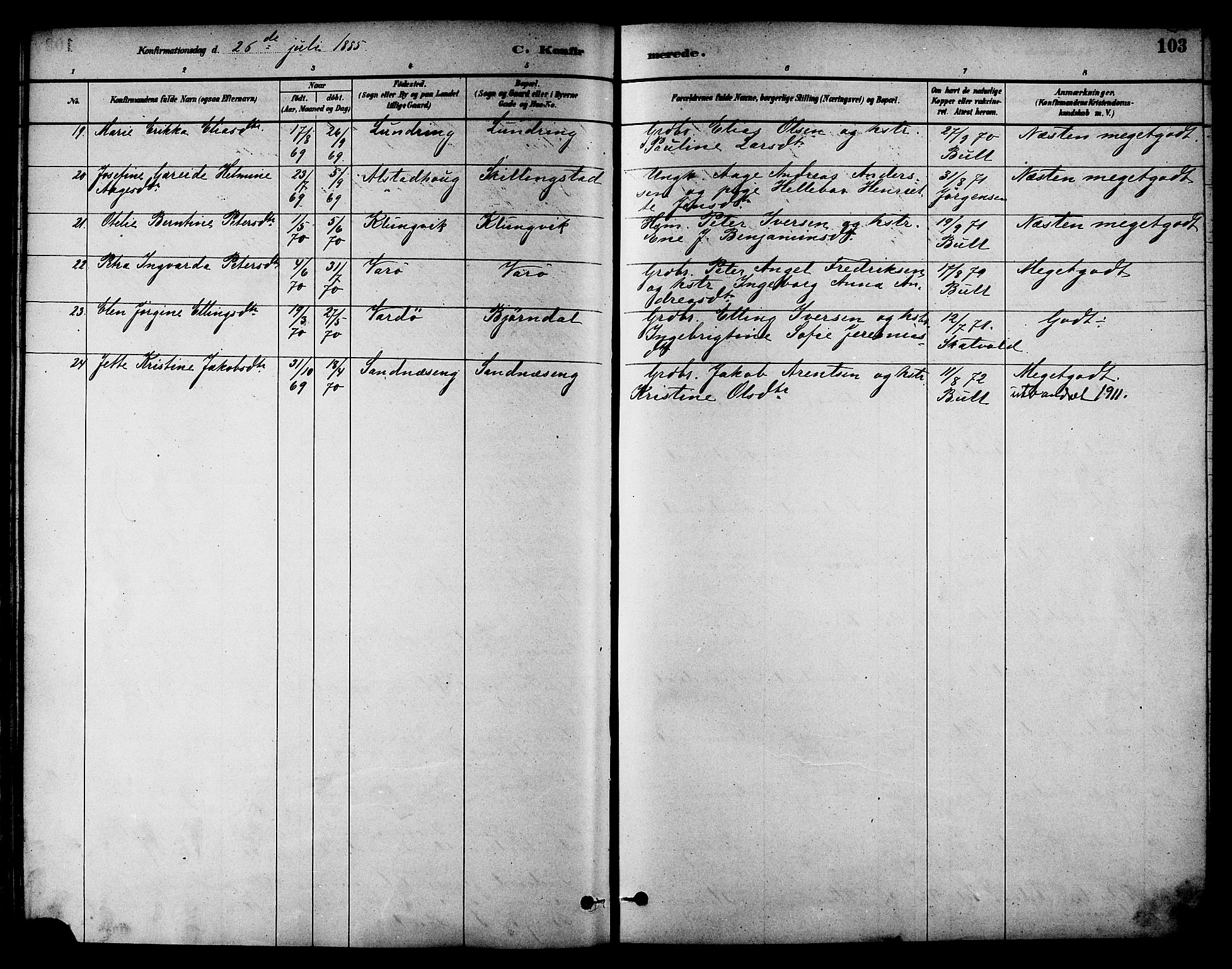 Ministerialprotokoller, klokkerbøker og fødselsregistre - Nord-Trøndelag, AV/SAT-A-1458/784/L0672: Ministerialbok nr. 784A07, 1880-1887, s. 103