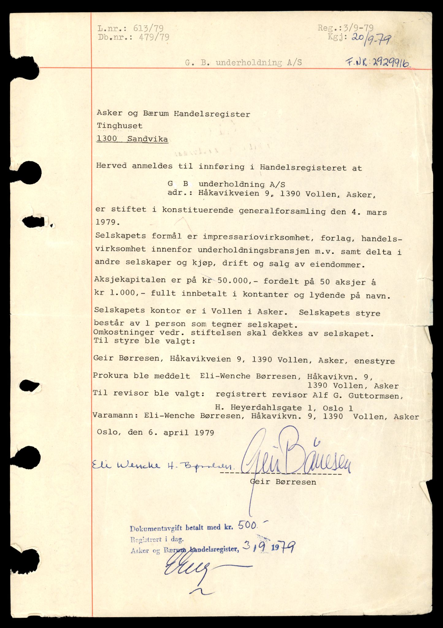 Asker og Bærum tingrett, SAT/A-10379/K/Ka/Kab/L0009: Aksjeselskap i Asker, G - H, 1944-1989, s. 1