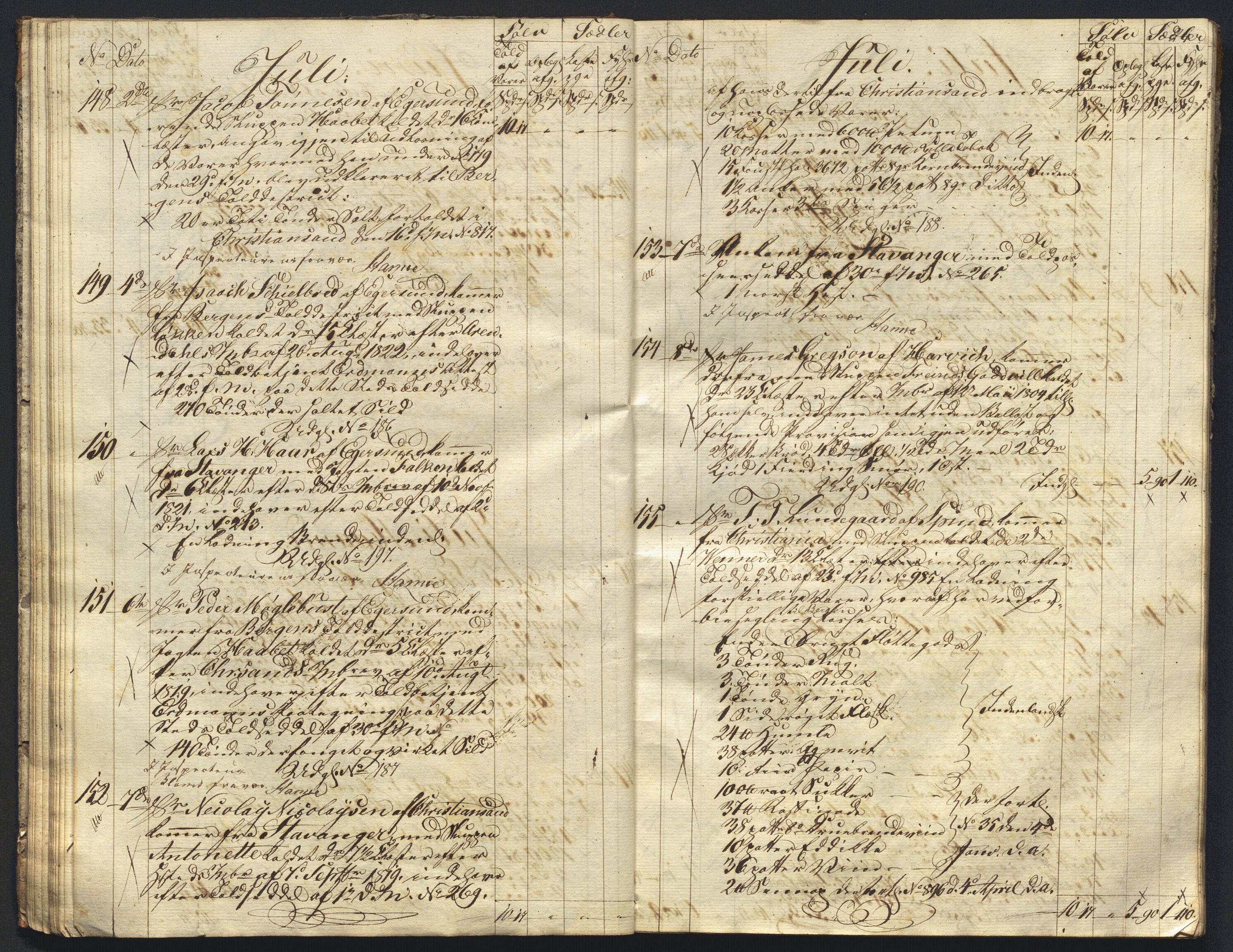 Revisjonsdepartementet, 2. revisjonskontor, AV/RA-S-1115/E/E015/L0059: Egersund: Tollbok, 1825, s. 23b-24a