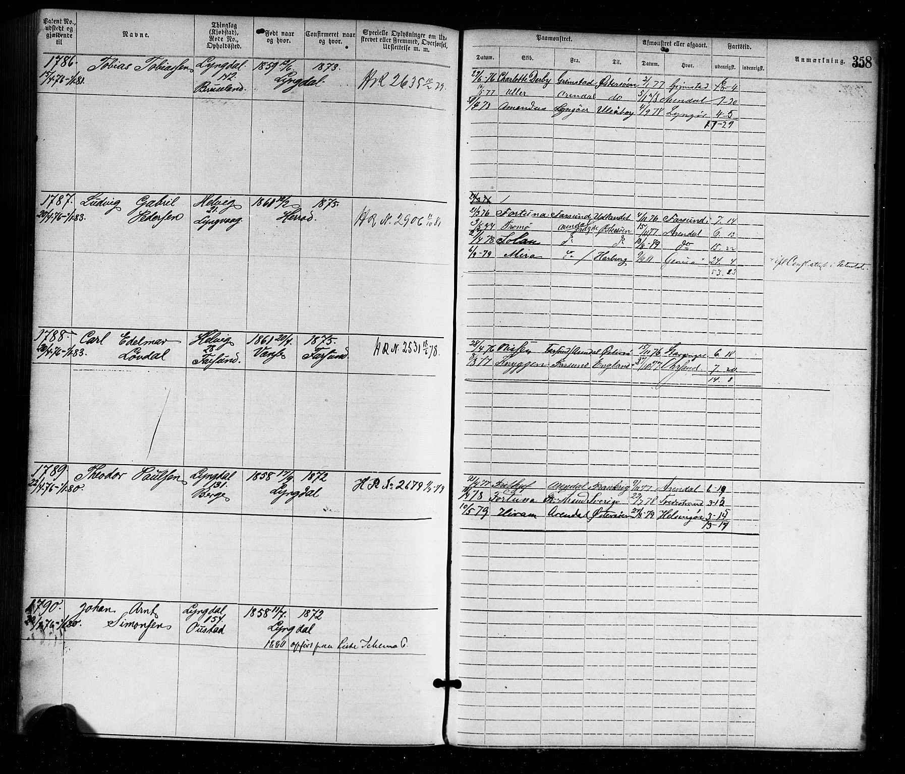 Farsund mønstringskrets, AV/SAK-2031-0017/F/Fa/L0001: Annotasjonsrulle nr 1-1920 med register, M-1, 1869-1877, s. 390