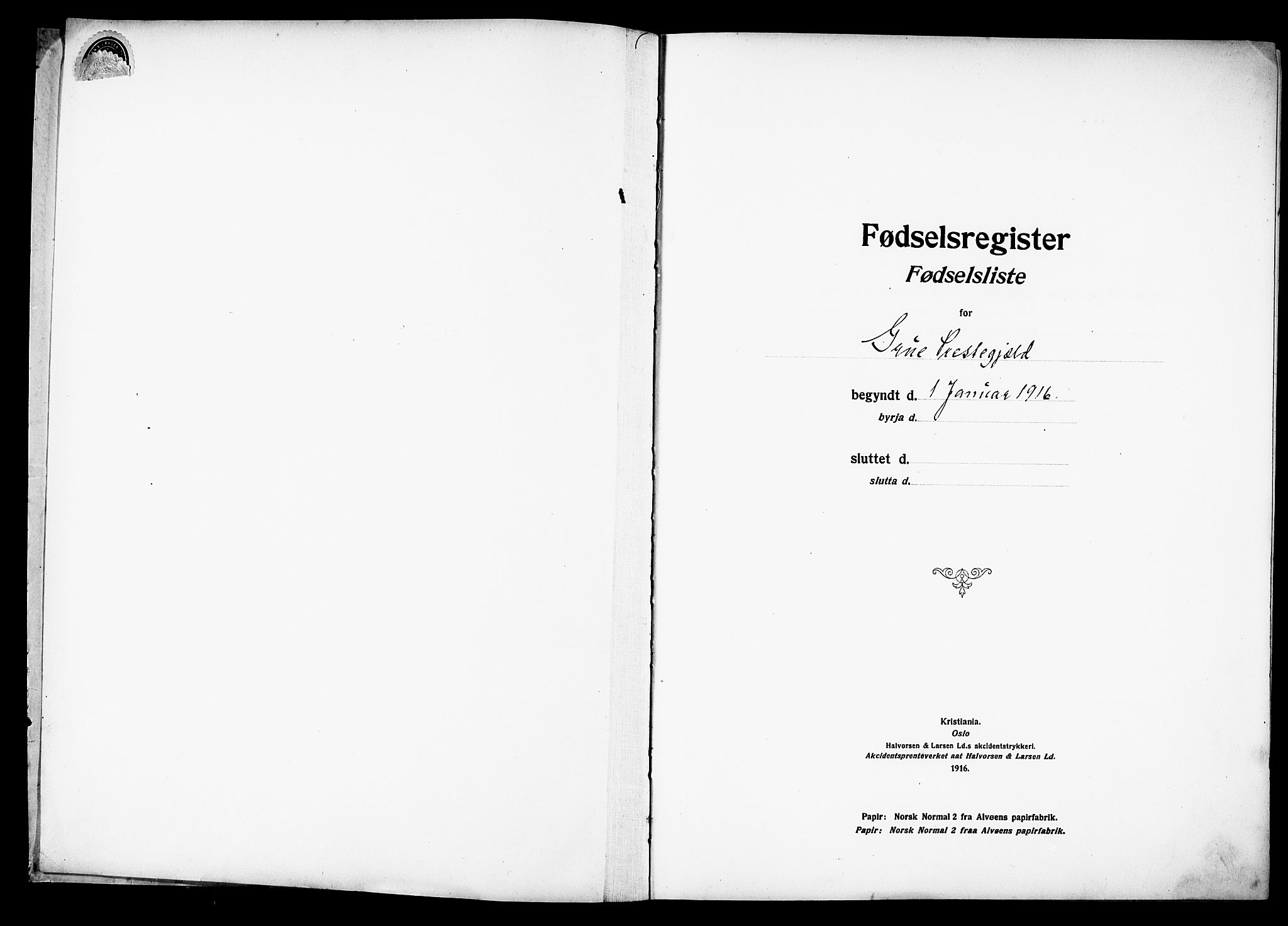 Grue prestekontor, AV/SAH-PREST-036/I/Id/Ida/L0001: Fødselsregister nr. I 1, 1916-1926