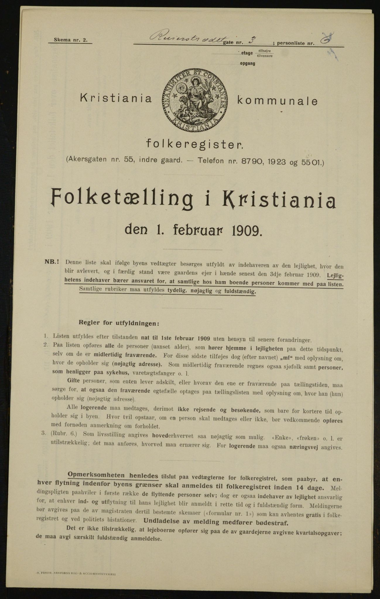 OBA, Kommunal folketelling 1.2.1909 for Kristiania kjøpstad, 1909, s. 75146