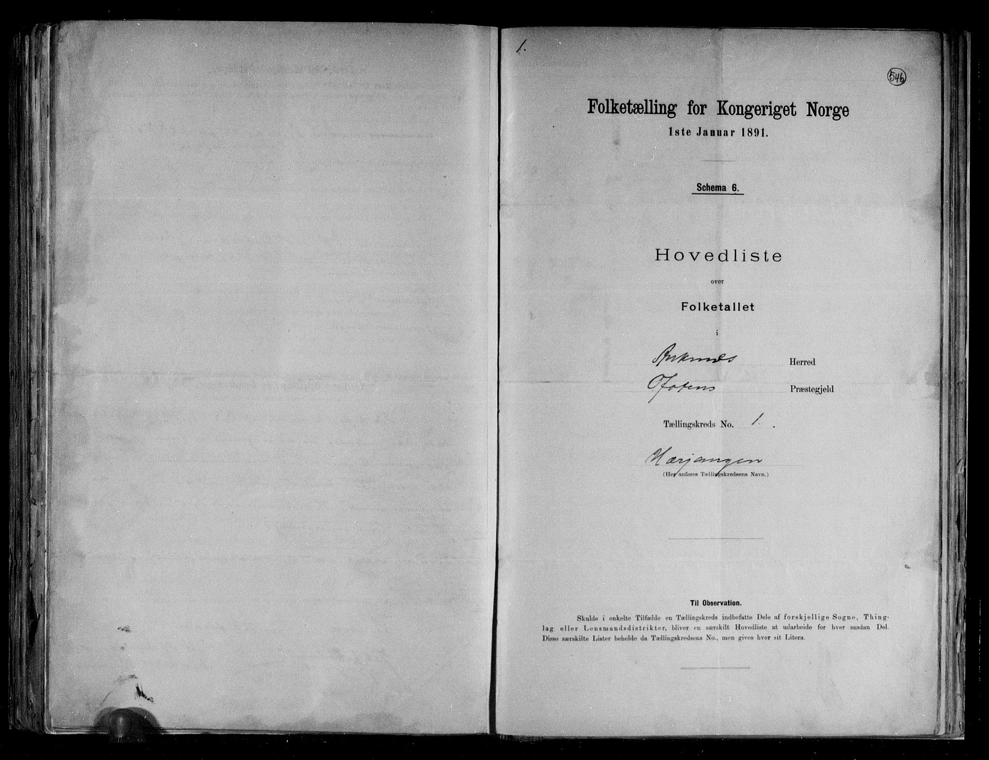 RA, Folketelling 1891 for 1855 Ankenes herred, 1891, s. 4