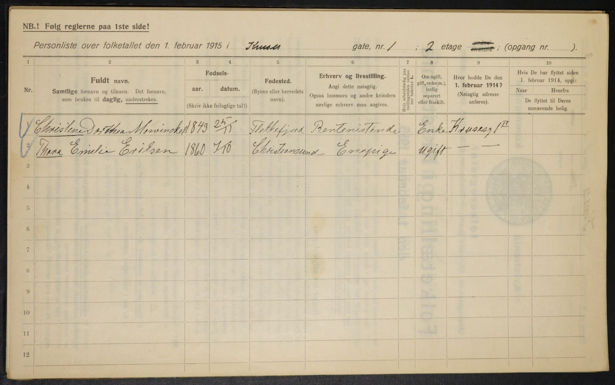 OBA, Kommunal folketelling 1.2.1915 for Kristiania, 1915, s. 54423