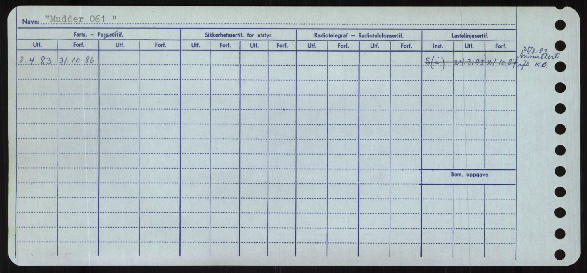 Sjøfartsdirektoratet med forløpere, Skipsmålingen, RA/S-1627/H/Hc/L0001: Lektere, A-Y, s. 314