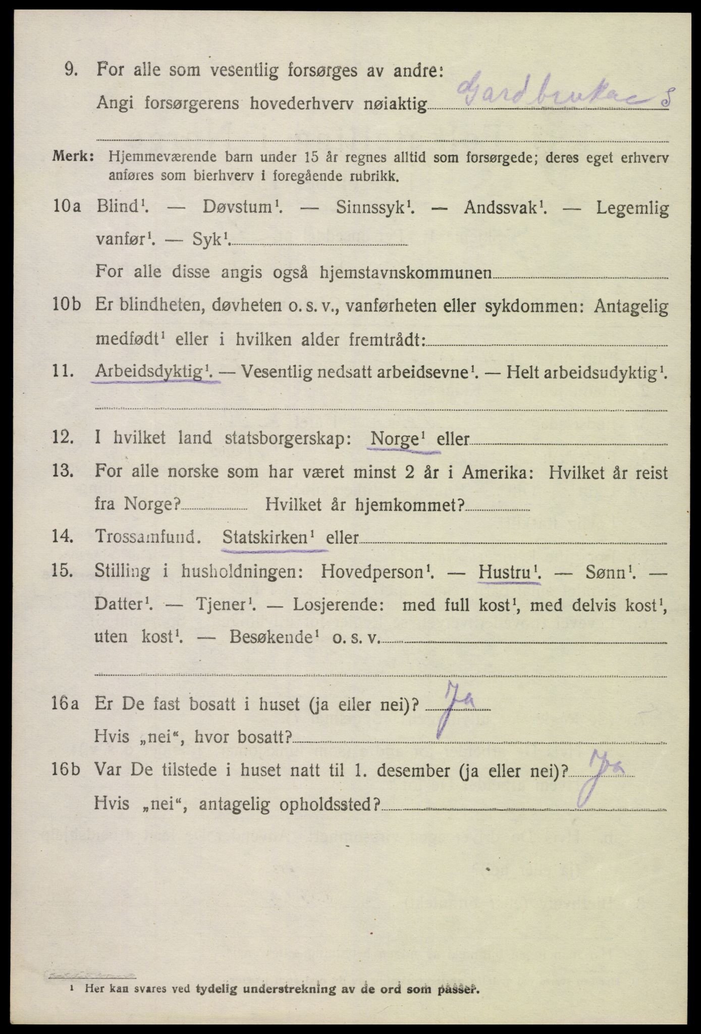 SAK, Folketelling 1920 for 0936 Hornnes herred, 1920, s. 898