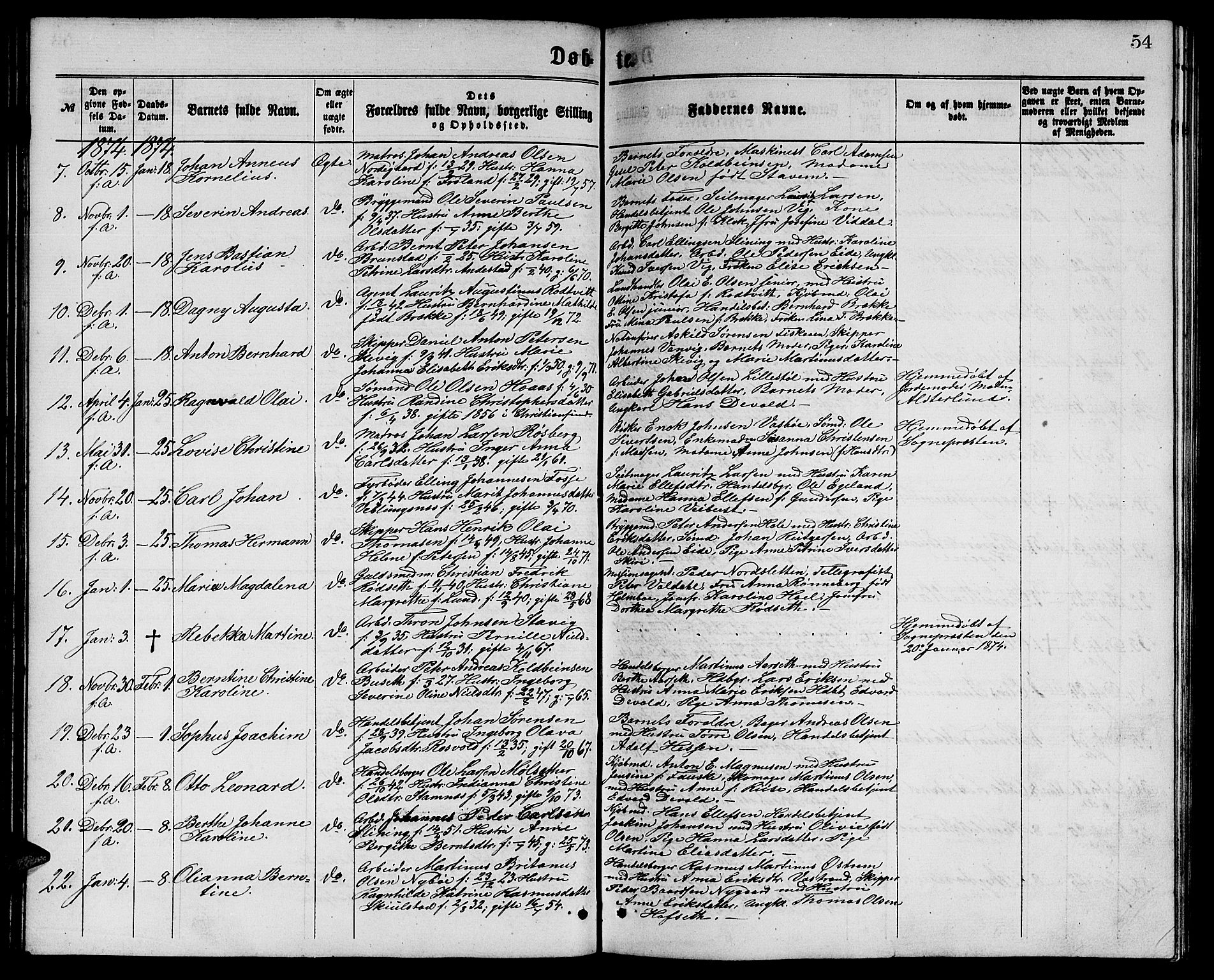 Ministerialprotokoller, klokkerbøker og fødselsregistre - Møre og Romsdal, AV/SAT-A-1454/529/L0465: Klokkerbok nr. 529C02, 1868-1877, s. 54