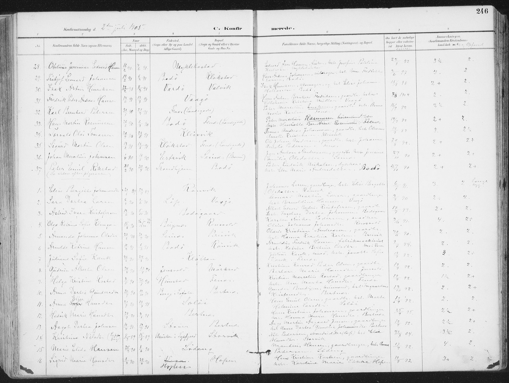 Ministerialprotokoller, klokkerbøker og fødselsregistre - Nordland, SAT/A-1459/802/L0055: Ministerialbok nr. 802A02, 1894-1915, s. 246