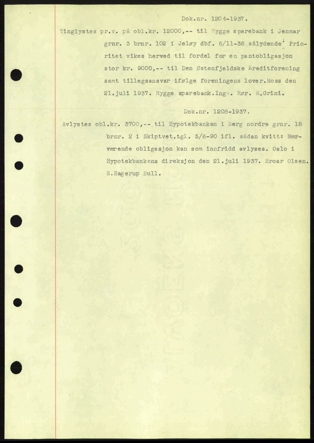 Moss sorenskriveri, SAO/A-10168: Pantebok nr. B3, 1937-1937, Dagboknr: 1204/1937