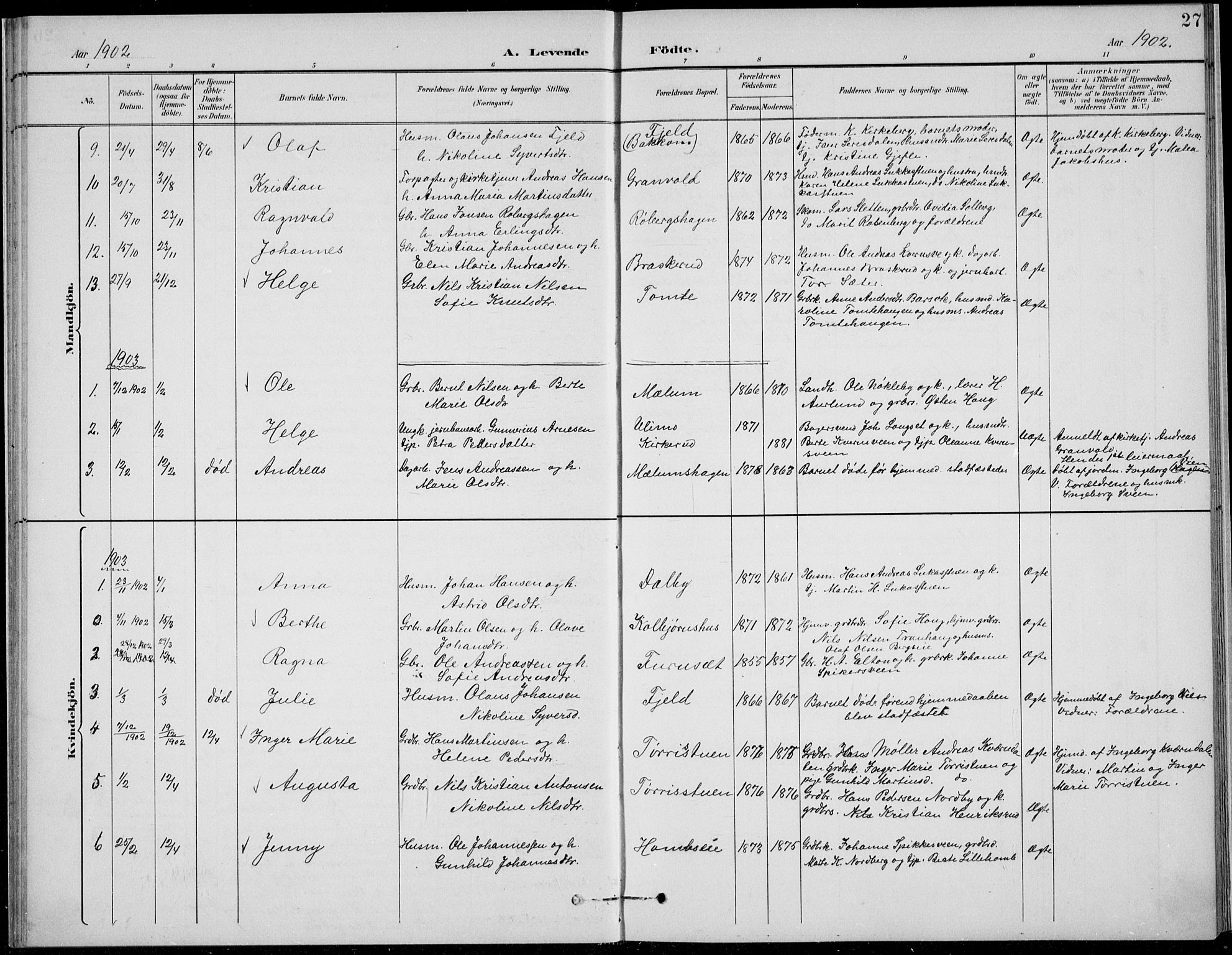 Nordre Land prestekontor, SAH/PREST-124/H/Ha/Hab/L0014: Klokkerbok nr. 14, 1891-1907, s. 27