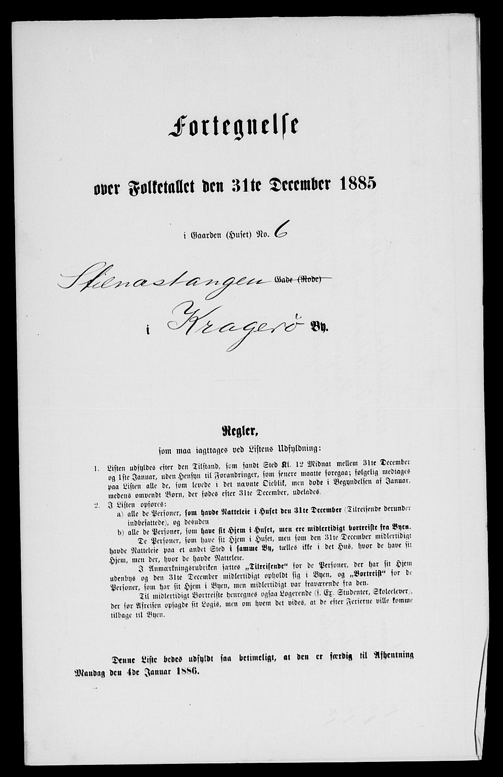 SAKO, Folketelling 1885 for 0801 Kragerø kjøpstad, 1885, s. 12