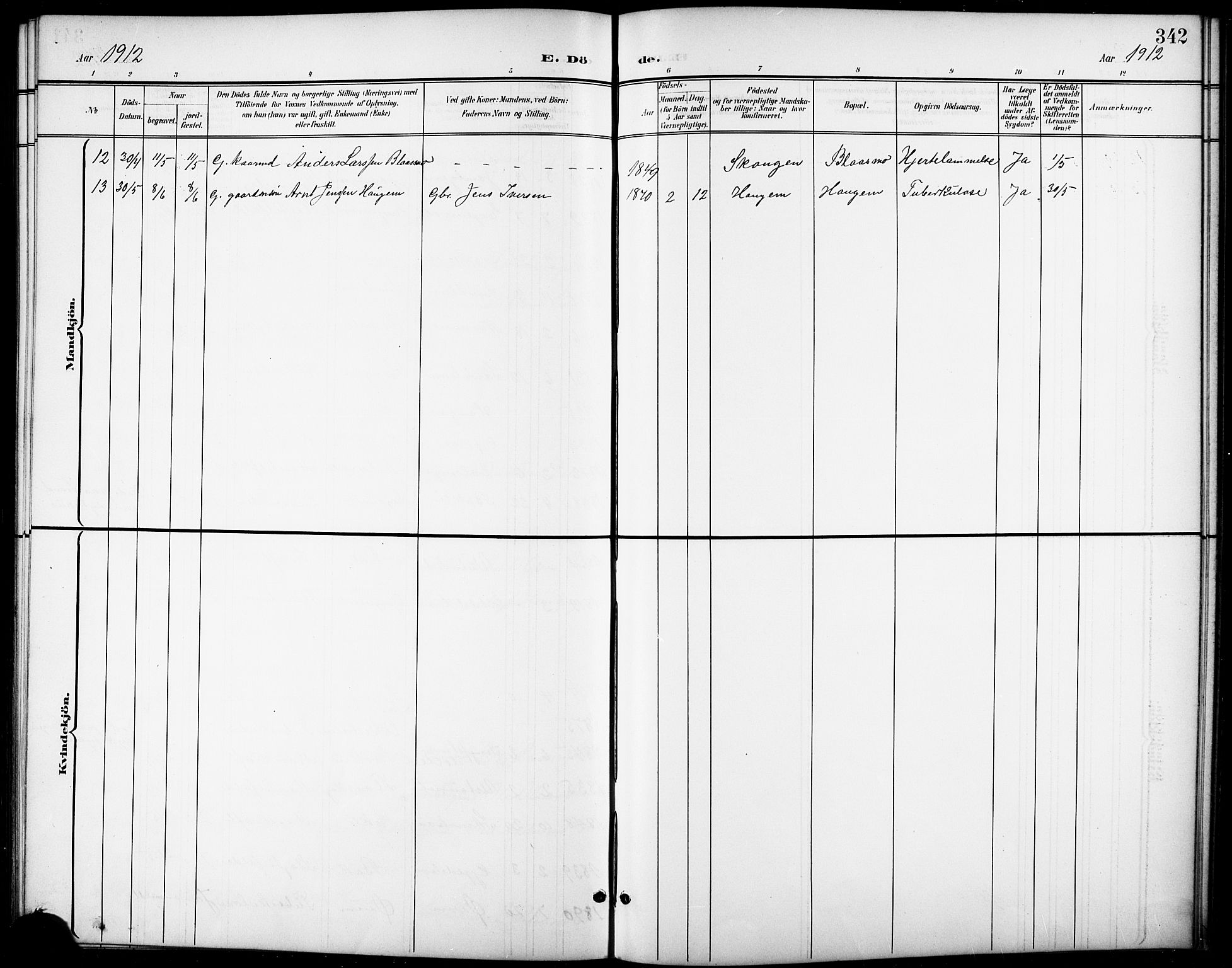 Ministerialprotokoller, klokkerbøker og fødselsregistre - Sør-Trøndelag, SAT/A-1456/668/L0819: Klokkerbok nr. 668C08, 1899-1912, s. 342