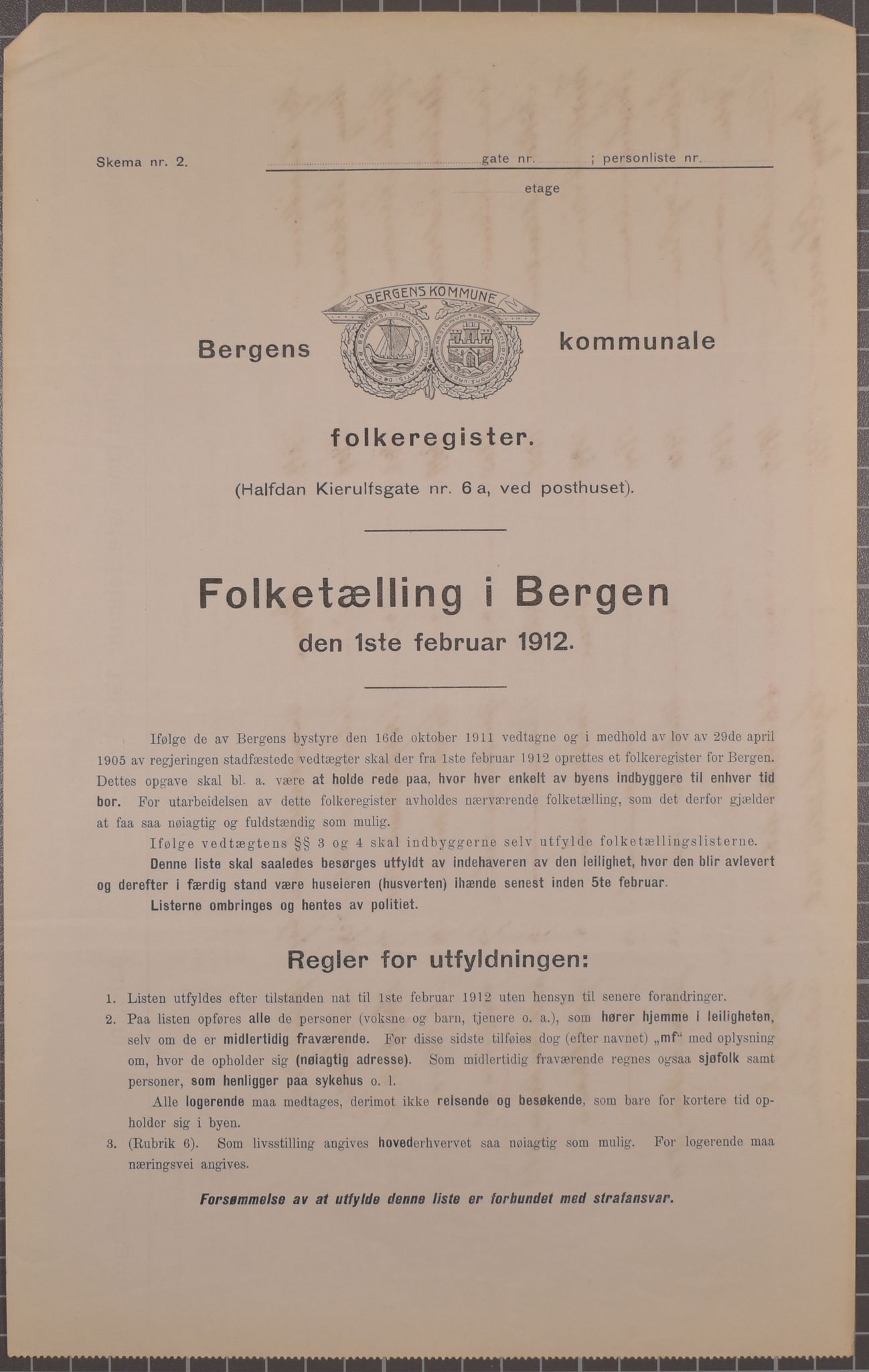 SAB, Kommunal folketelling 1912 for Bergen kjøpstad, 1912, s. 1890