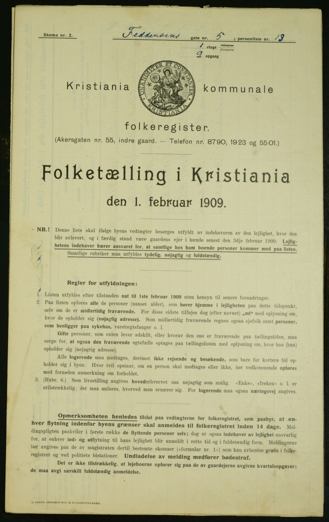 OBA, Kommunal folketelling 1.2.1909 for Kristiania kjøpstad, 1909, s. 21689