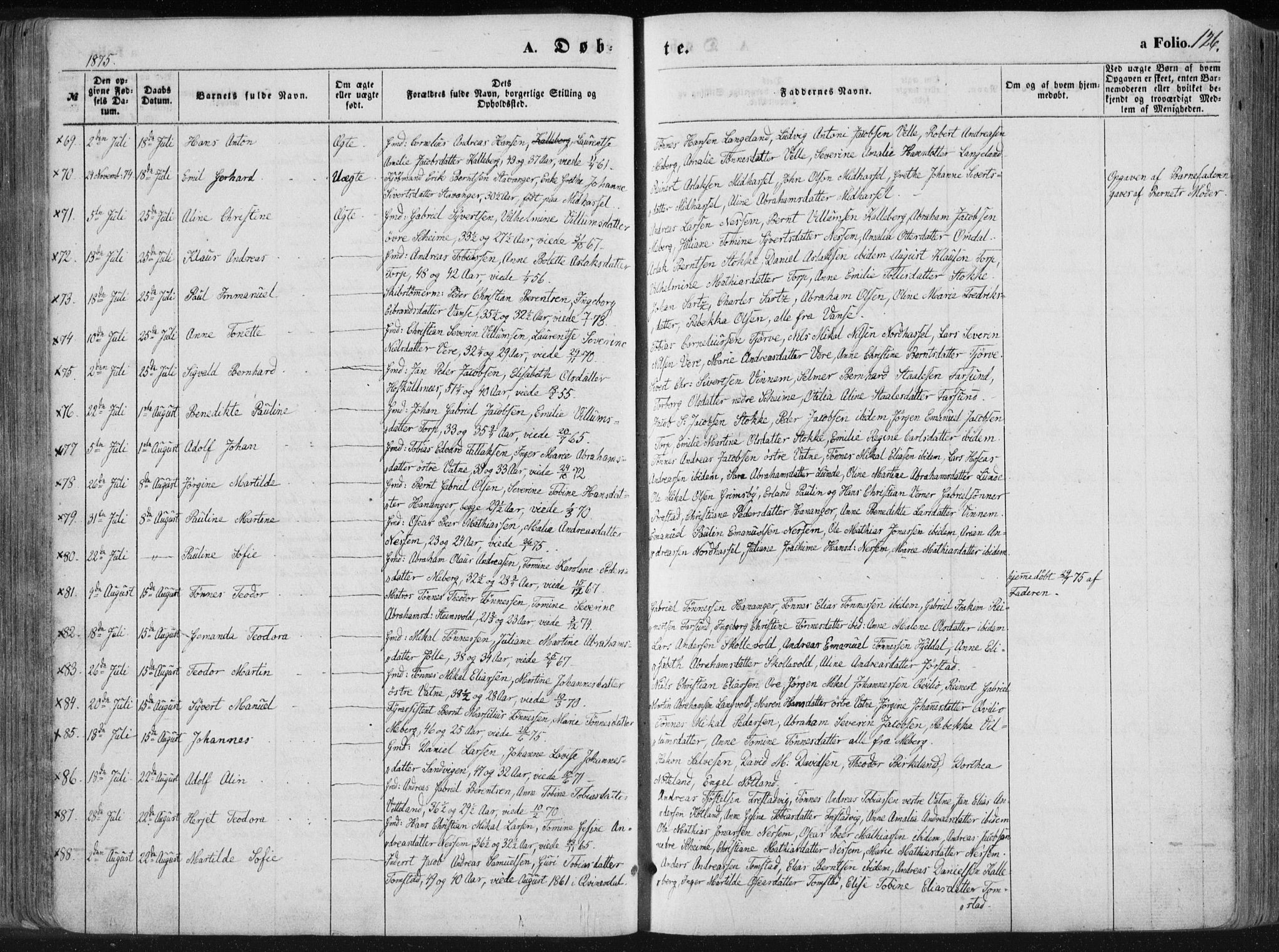 Lista sokneprestkontor, SAK/1111-0027/F/Fa/L0011: Ministerialbok nr. A 11, 1861-1878, s. 126