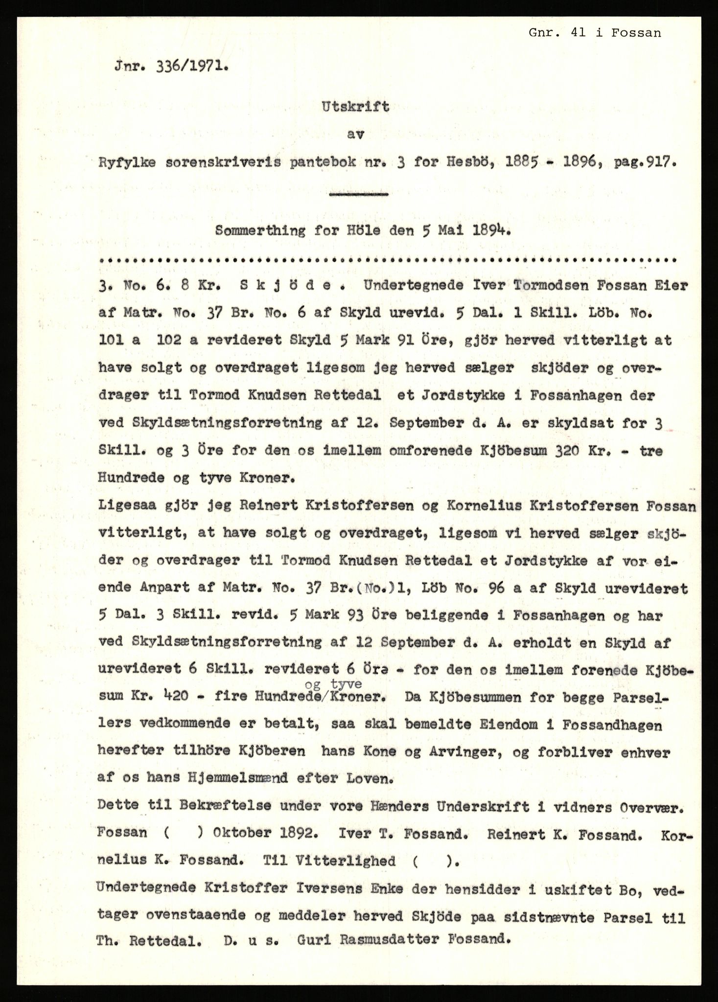 Statsarkivet i Stavanger, AV/SAST-A-101971/03/Y/Yj/L0022: Avskrifter sortert etter gårdsnavn: Foss - Frøiland i Hetland, 1750-1930, s. 181