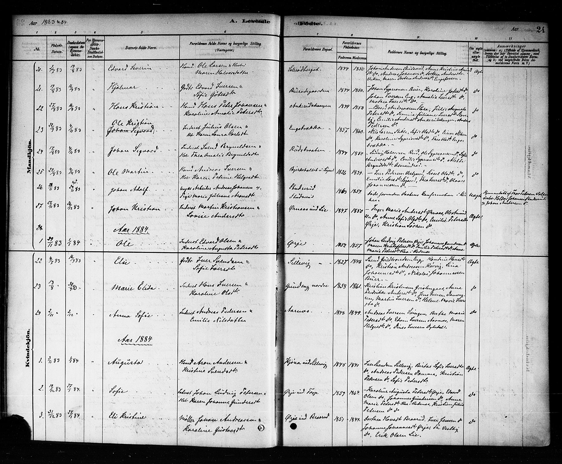 Aremark prestekontor Kirkebøker, AV/SAO-A-10899/F/Fb/L0004: Ministerialbok nr. II 4, 1878-1895, s. 24