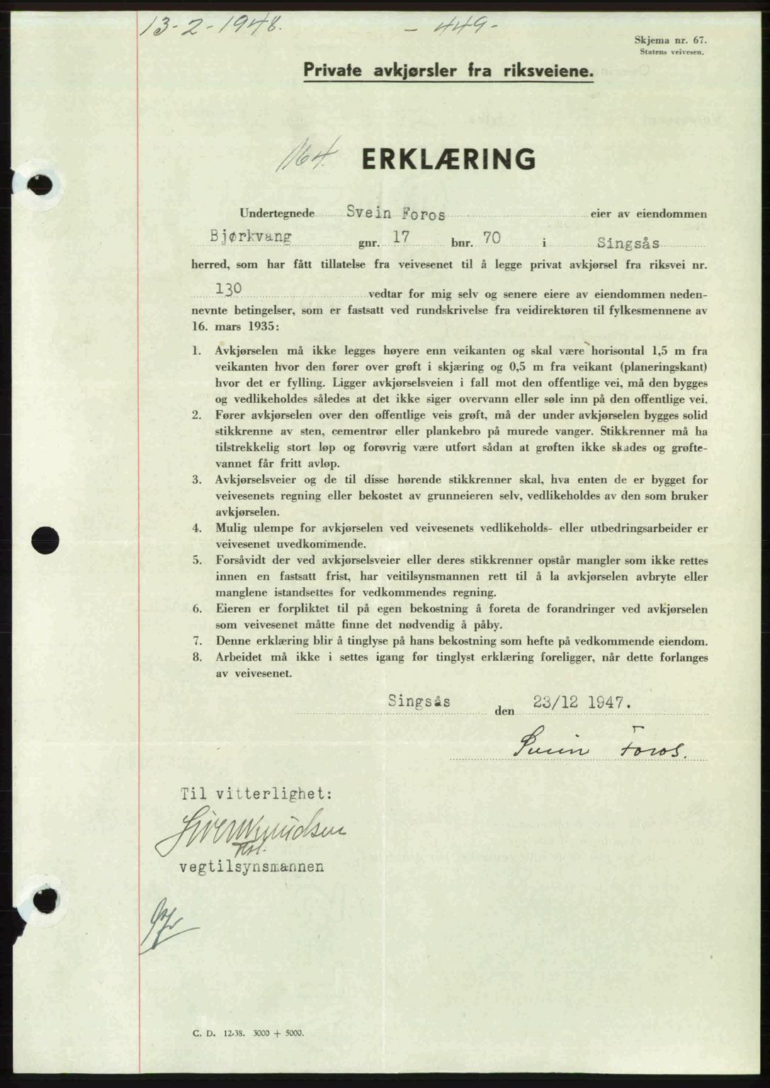 Gauldal sorenskriveri, SAT/A-0014/1/2/2C: Pantebok nr. A5, 1947-1948, Dagboknr: 164/1948
