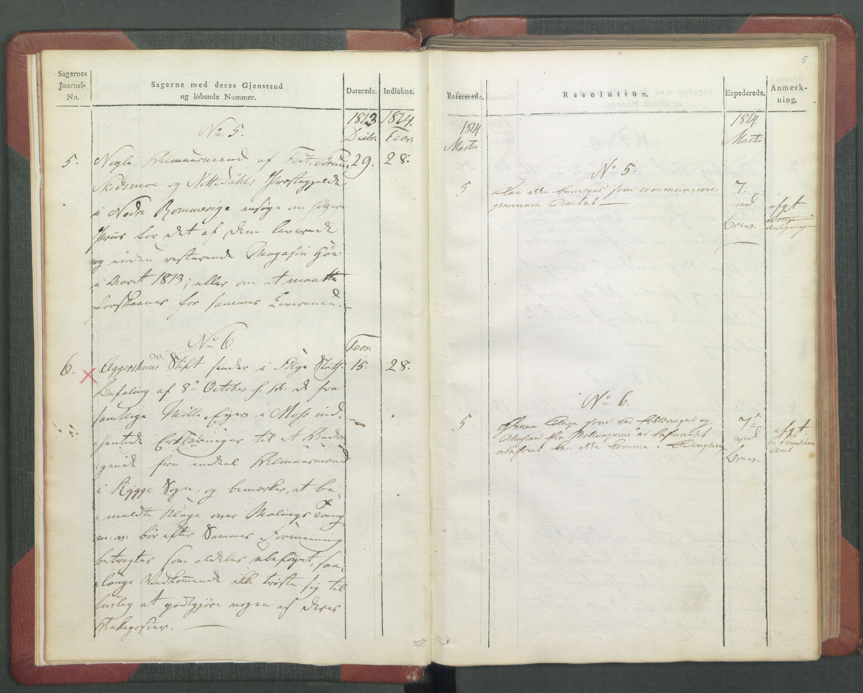 Departementene i 1814, AV/RA-S-3899/Fb/L0029: Journal A 1-900 (ekstraktprotokoll), 1814, s. 5