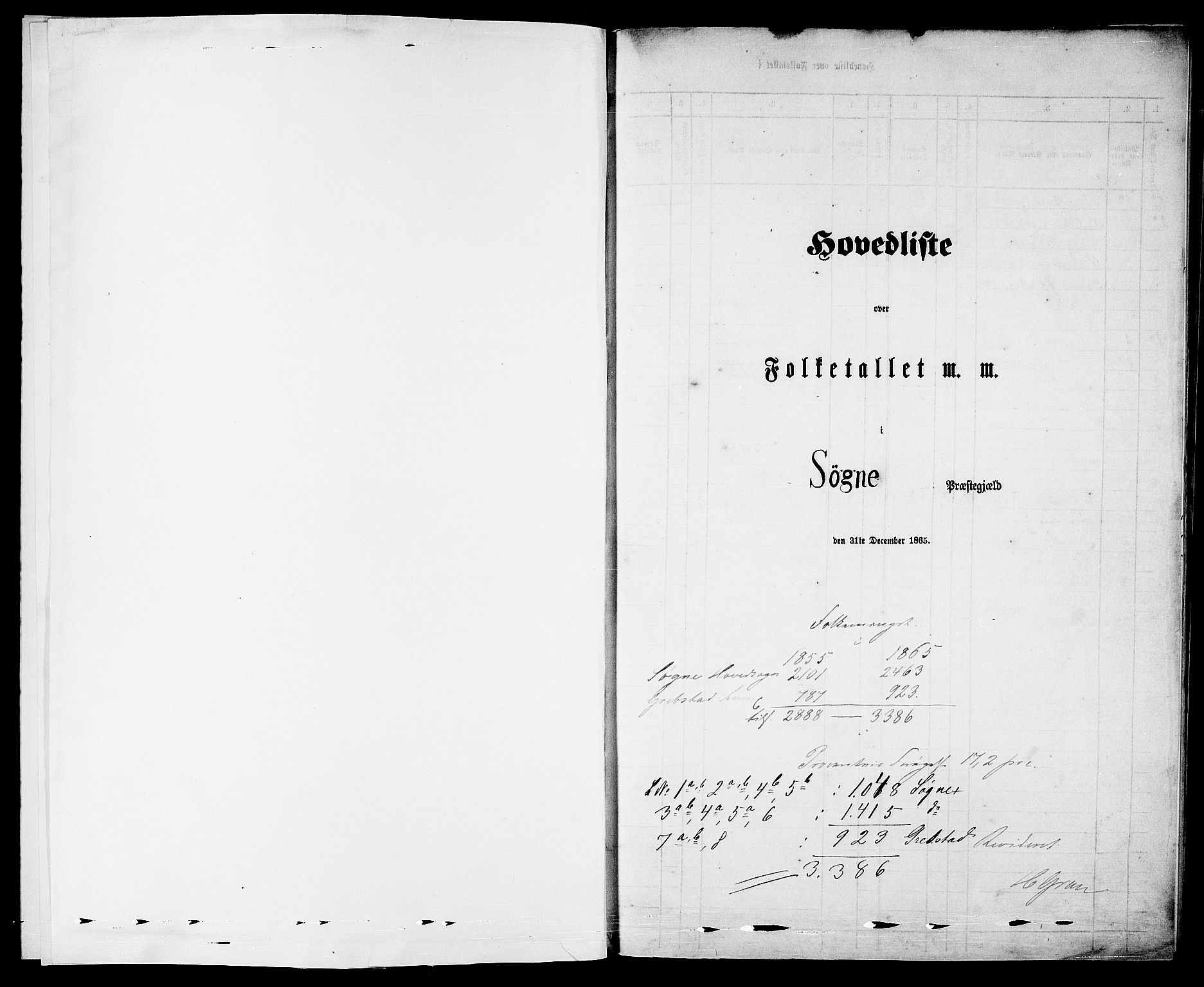RA, Folketelling 1865 for 1018P Søgne prestegjeld, 1865, s. 5