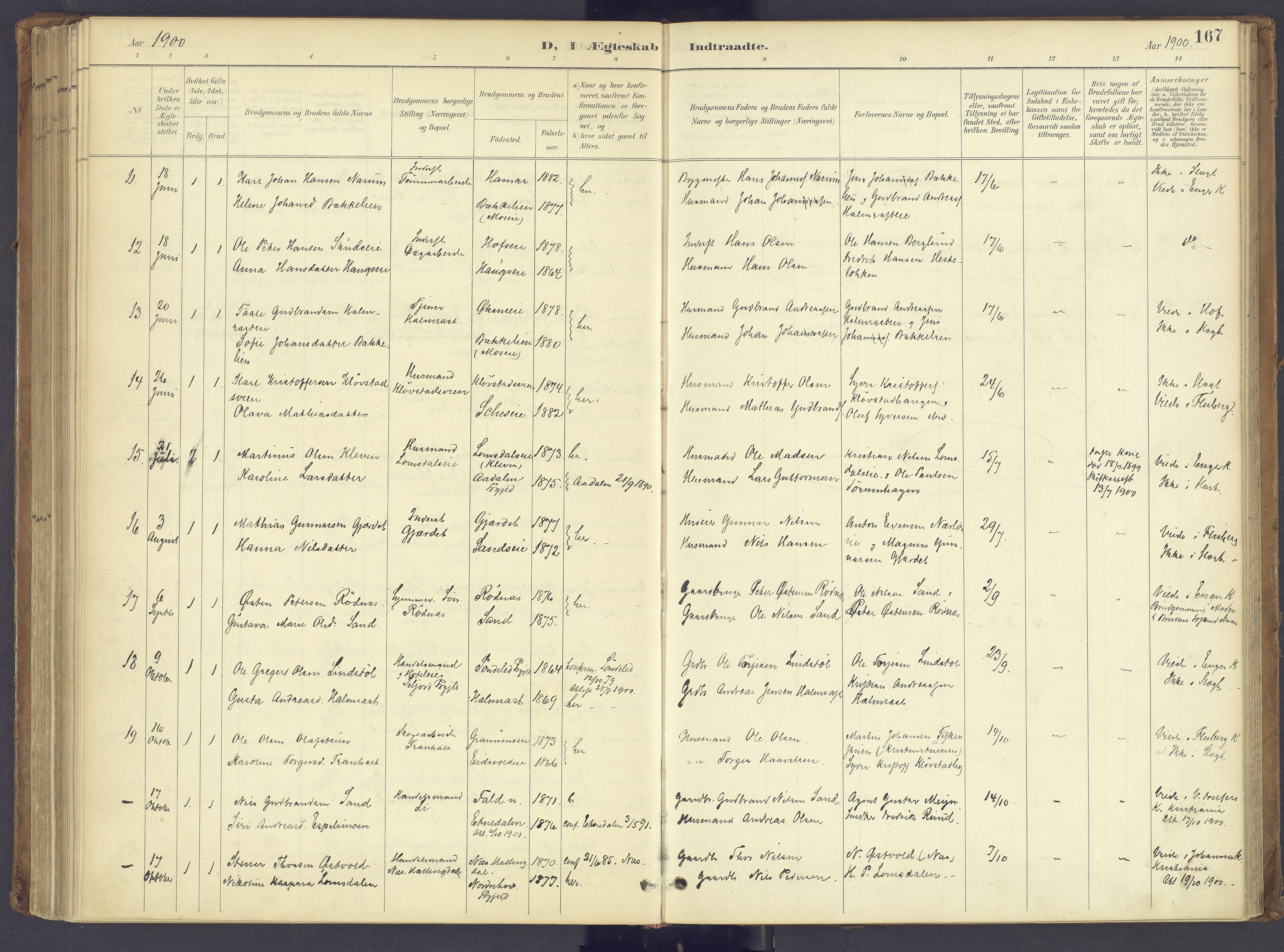 Søndre Land prestekontor, AV/SAH-PREST-122/K/L0006: Ministerialbok nr. 6, 1895-1904, s. 167