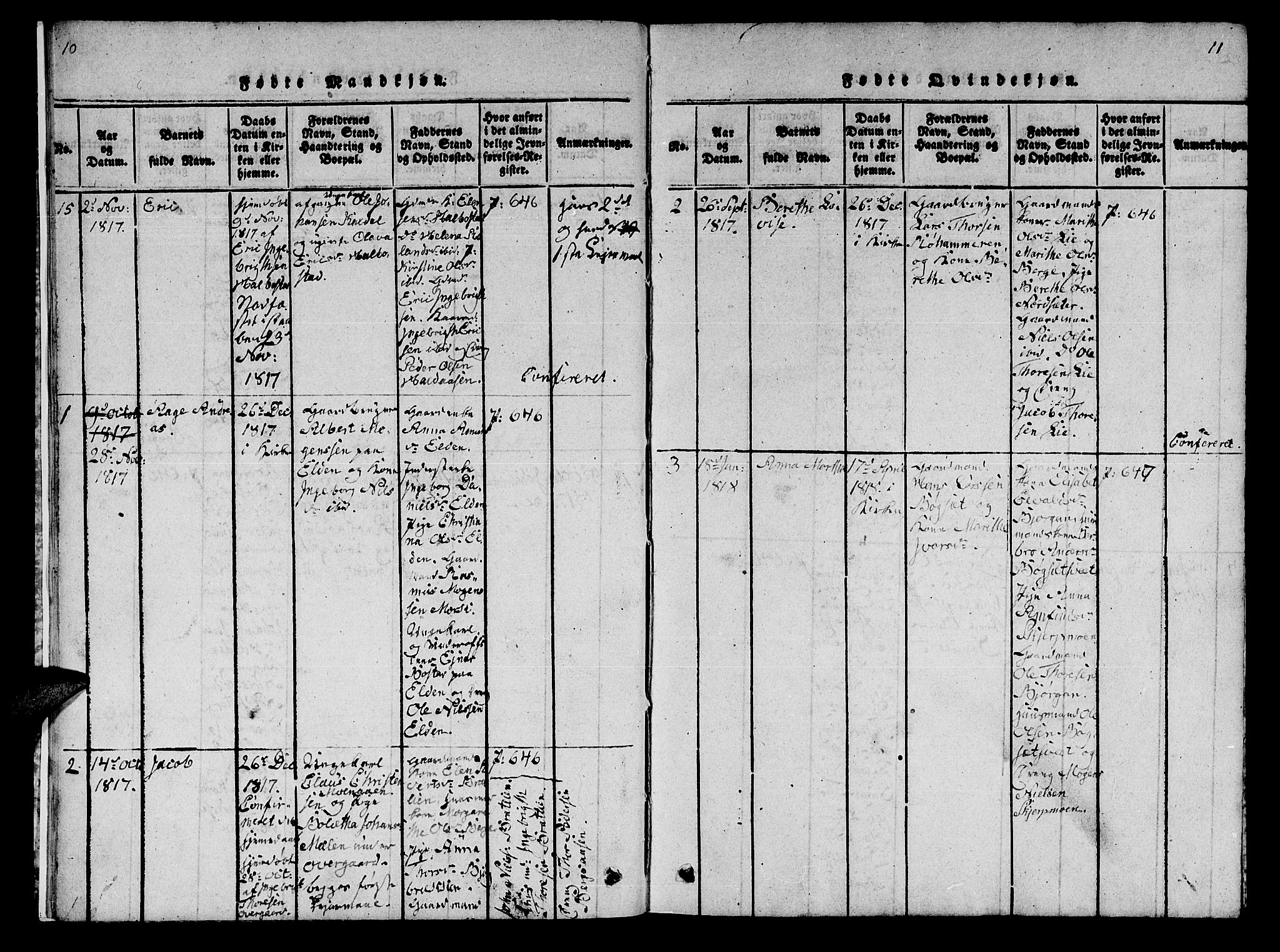 Ministerialprotokoller, klokkerbøker og fødselsregistre - Nord-Trøndelag, SAT/A-1458/742/L0411: Klokkerbok nr. 742C02, 1817-1825, s. 10-11