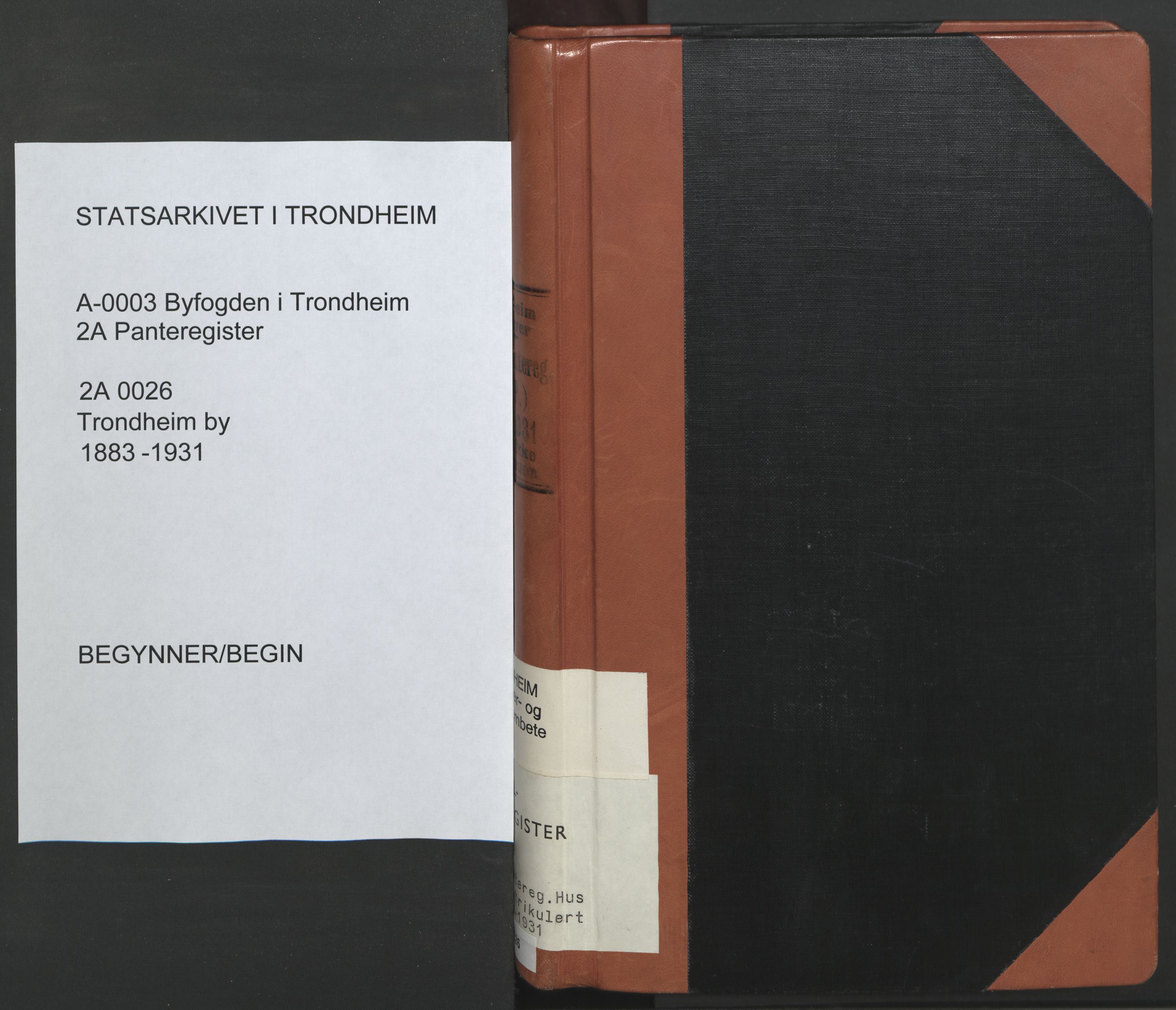 Trondheim byfogd, SAT/A-0003/1/2/2A/L0026: Panteregister nr. EP / 2A 26, 1883-1931