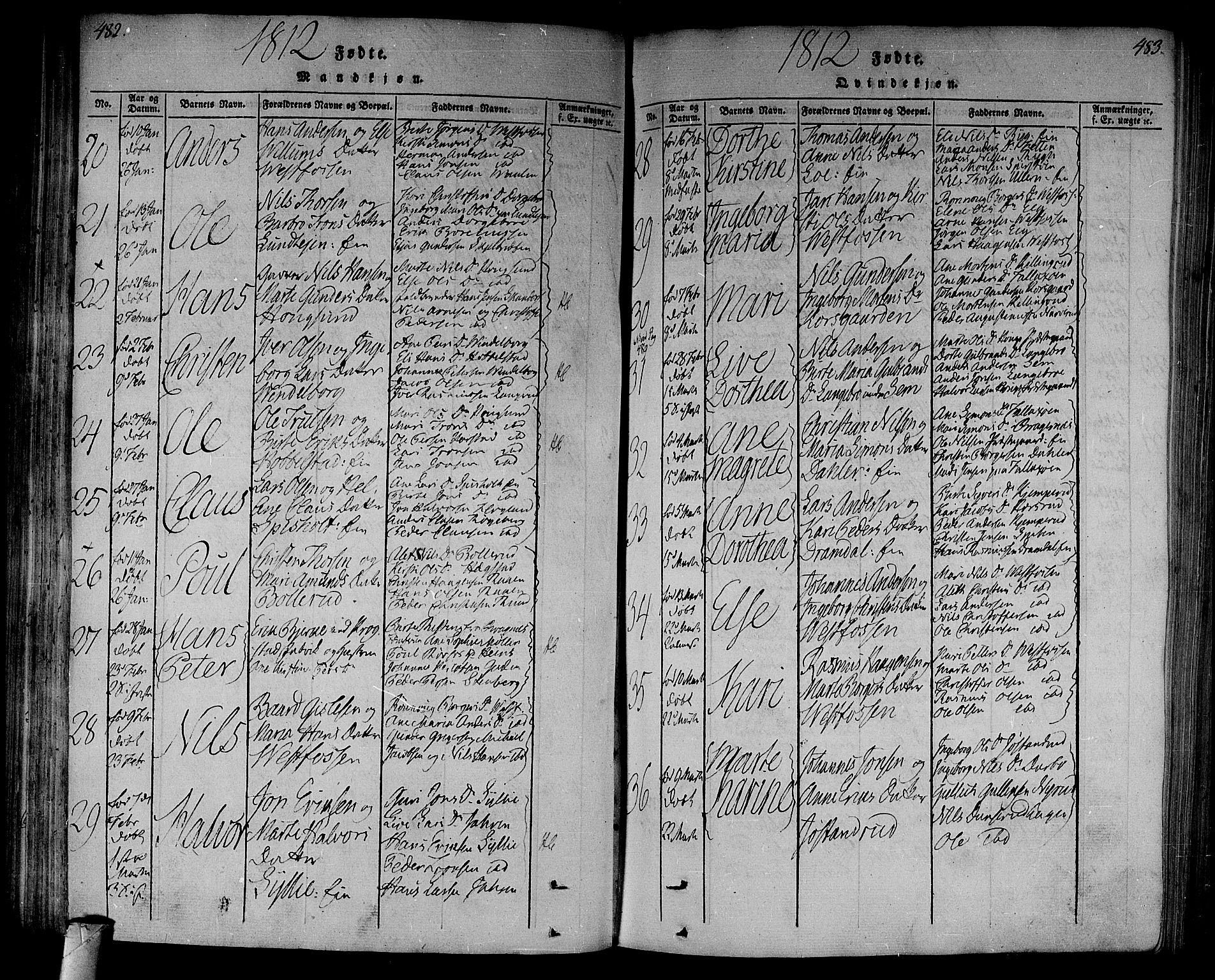 Eiker kirkebøker, SAKO/A-4/F/Fa/L0010: Ministerialbok nr. I 10, 1806-1815, s. 482-483
