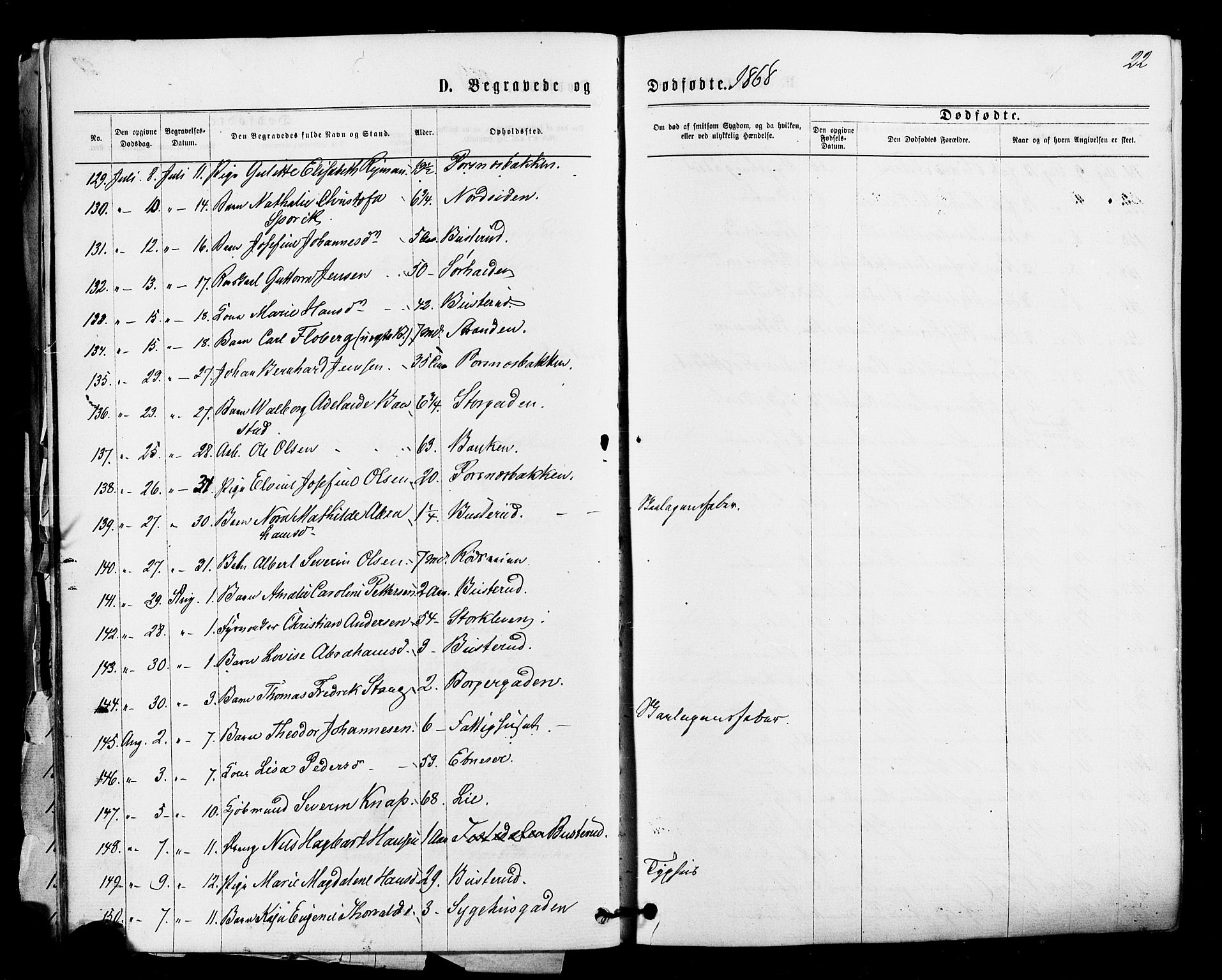 Halden prestekontor Kirkebøker, AV/SAO-A-10909/F/Fa/L0010: Ministerialbok nr. I 10, 1866-1877, s. 22