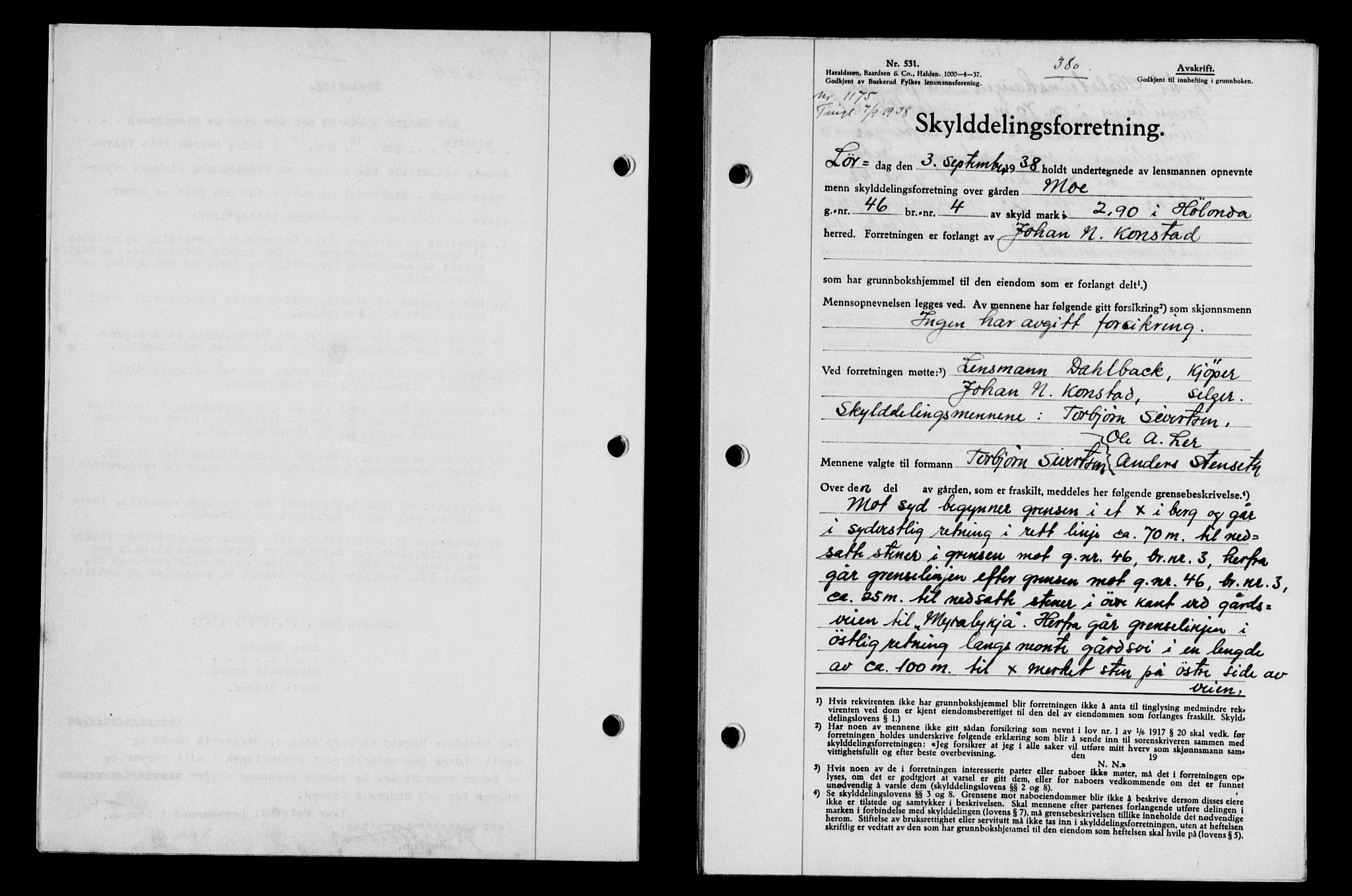 Gauldal sorenskriveri, SAT/A-0014/1/2/2C/L0049: Pantebok nr. 53, 1938-1938, Dagboknr: 1175/1938