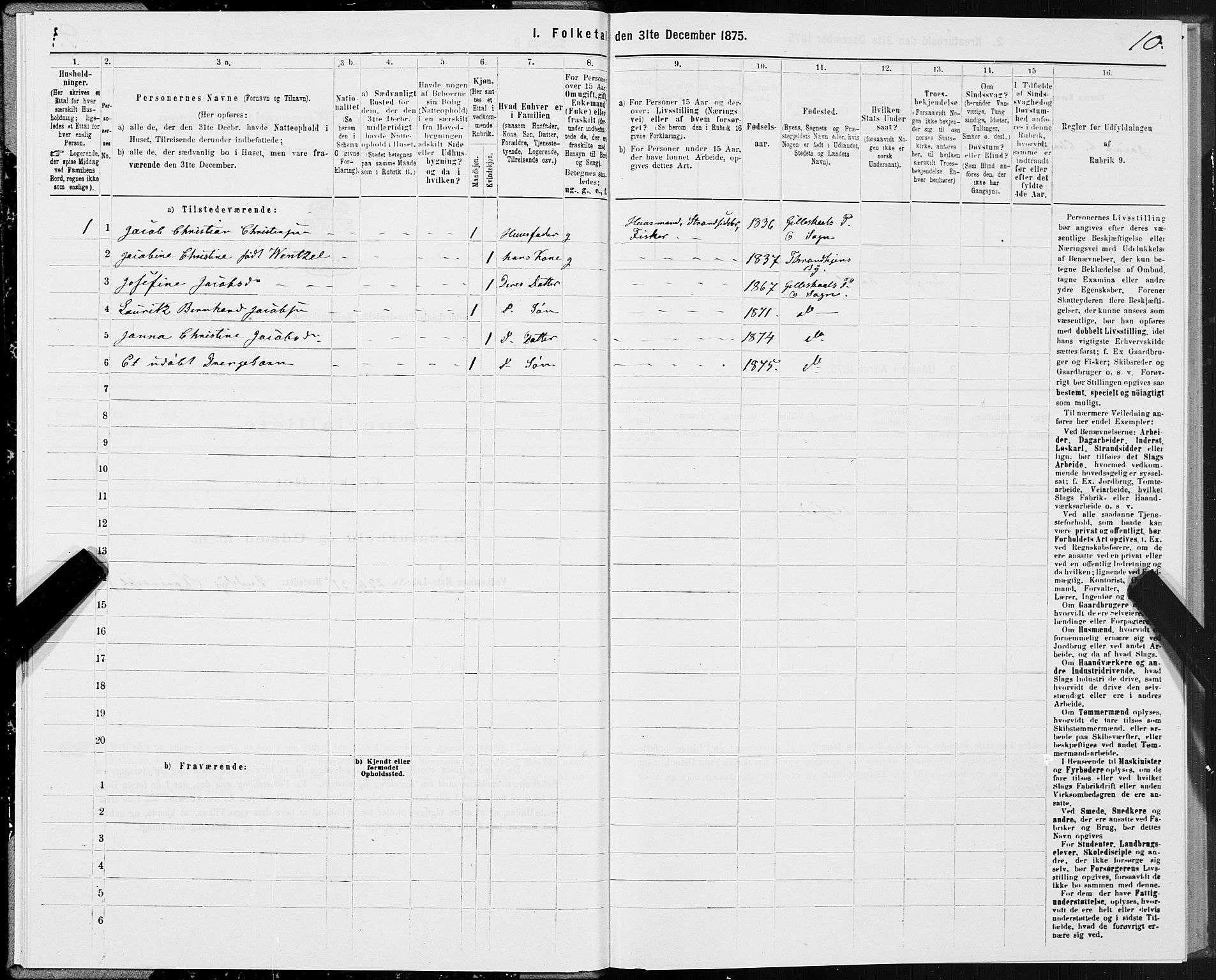 SAT, Folketelling 1875 for 1838P Gildeskål prestegjeld, 1875, s. 2010