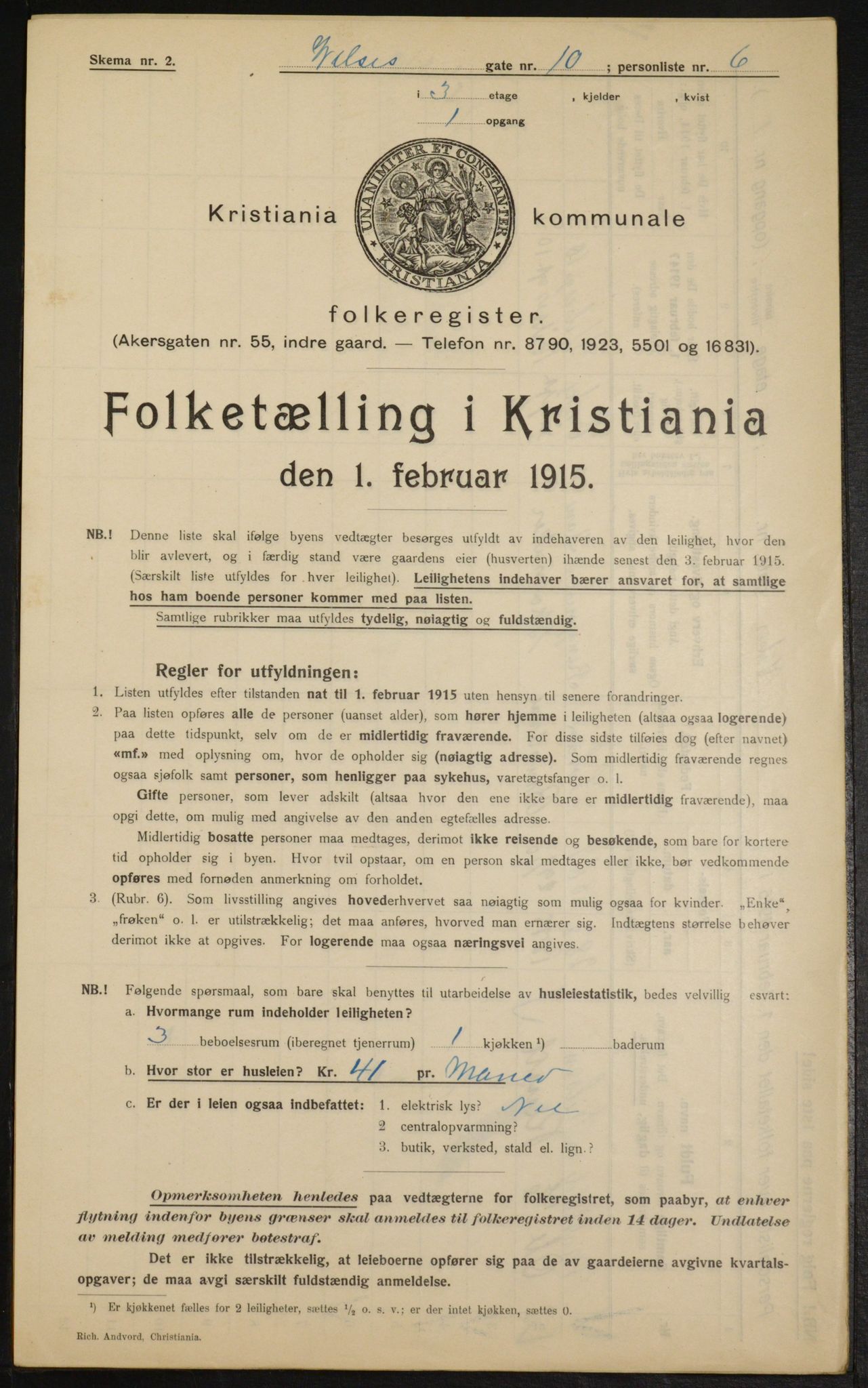 OBA, Kommunal folketelling 1.2.1915 for Kristiania, 1915, s. 129066