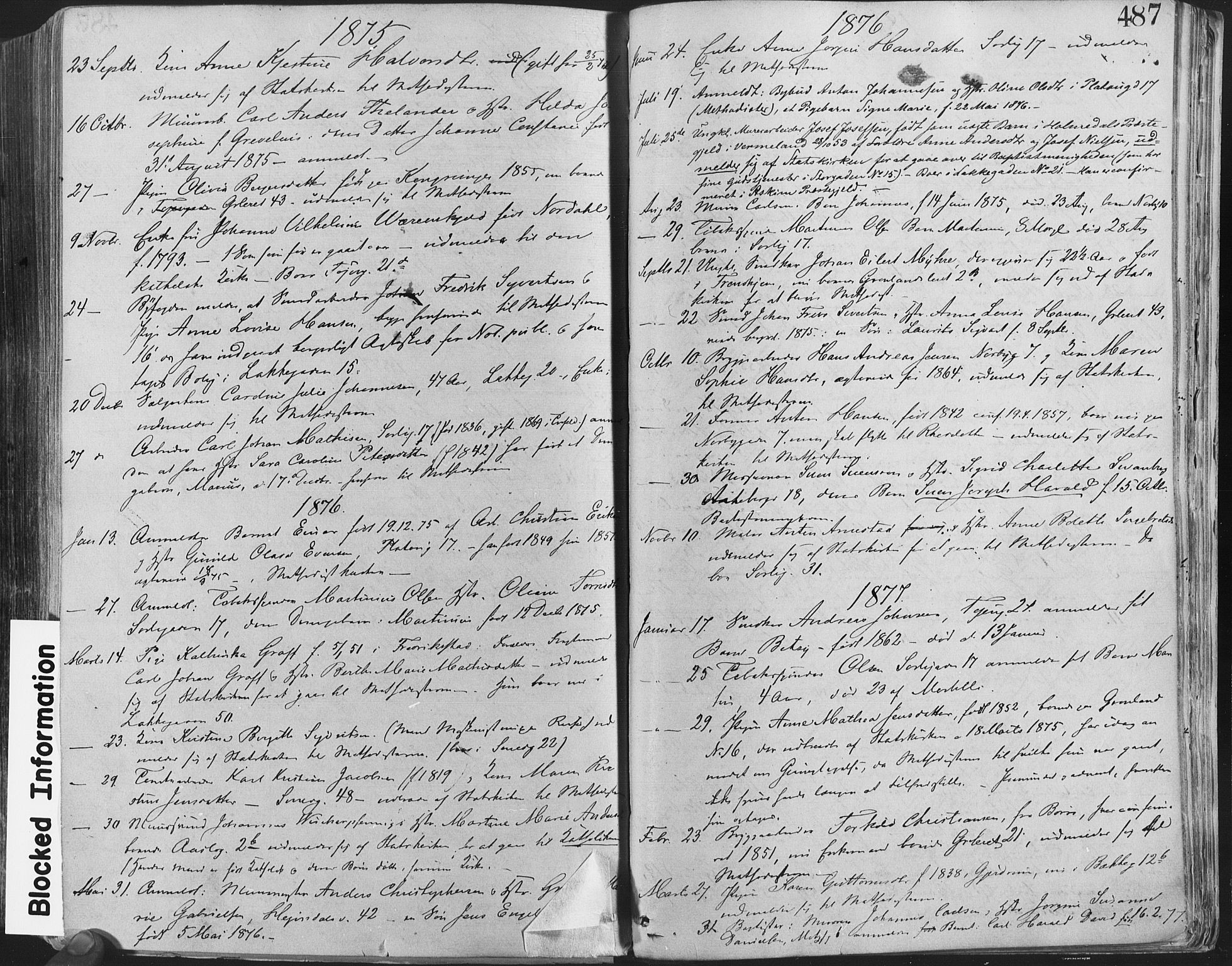 Grønland prestekontor Kirkebøker, AV/SAO-A-10848/F/Fa/L0004: Ministerialbok nr. 4, 1869-1880, s. 487