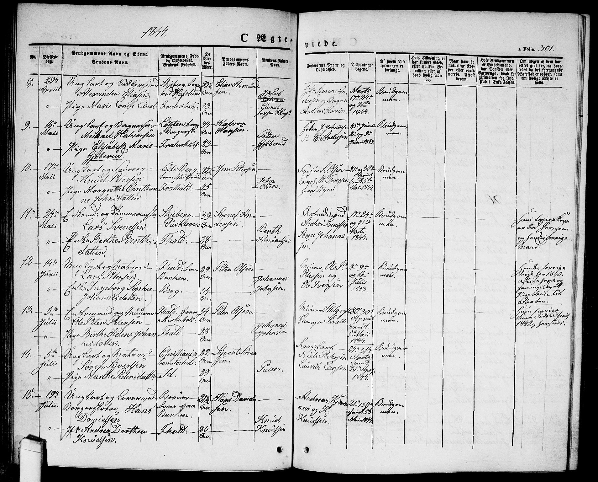 Halden prestekontor Kirkebøker, AV/SAO-A-10909/G/Ga/L0003: Klokkerbok nr. 3, 1834-1844, s. 301