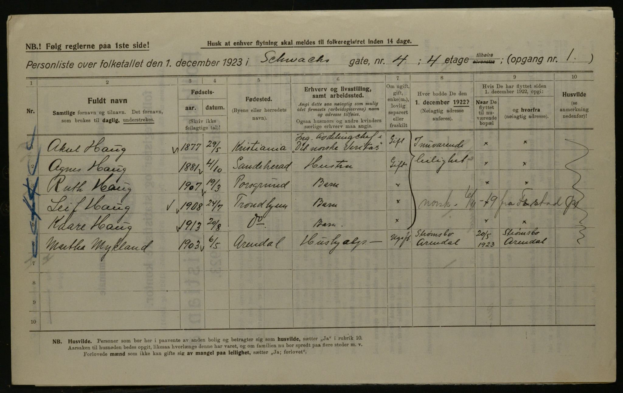 OBA, Kommunal folketelling 1.12.1923 for Kristiania, 1923, s. 100749