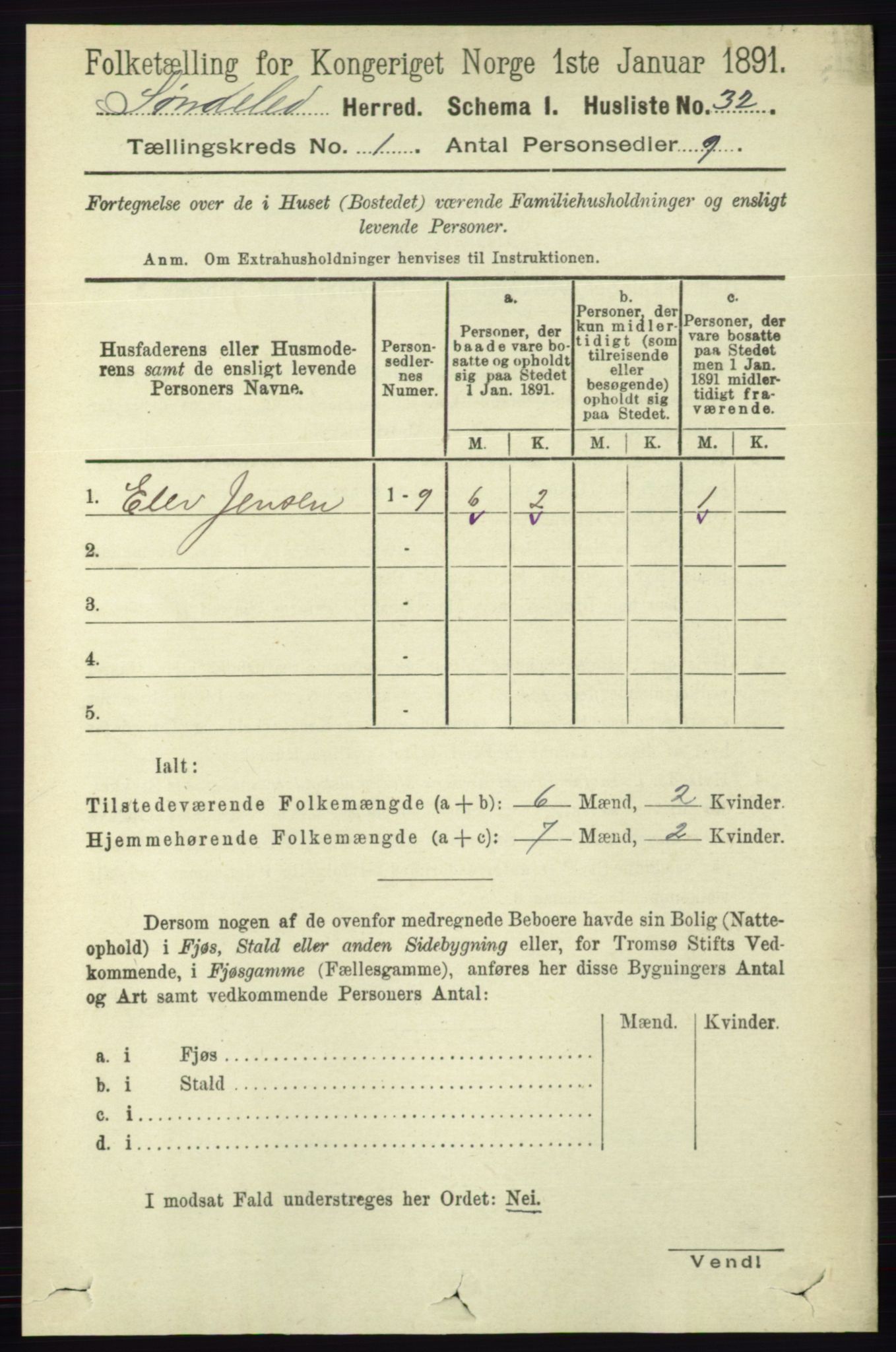 RA, Folketelling 1891 for 0913 Søndeled herred, 1891, s. 74