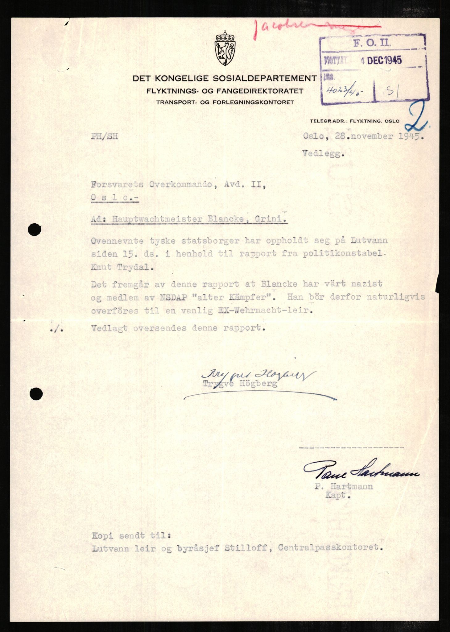 Forsvaret, Forsvarets overkommando II, AV/RA-RAFA-3915/D/Db/L0003: CI Questionaires. Tyske okkupasjonsstyrker i Norge. Tyskere., 1945-1946, s. 265