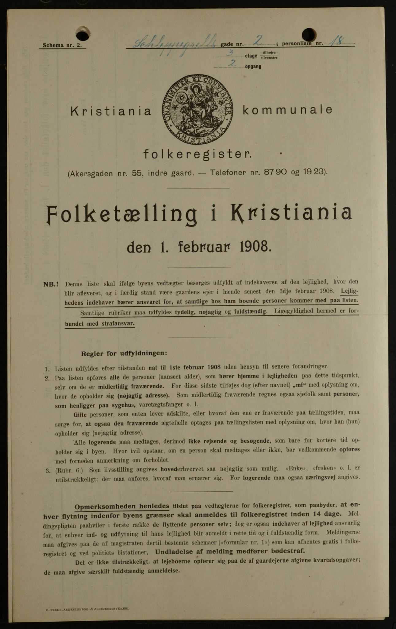 OBA, Kommunal folketelling 1.2.1908 for Kristiania kjøpstad, 1908, s. 80743