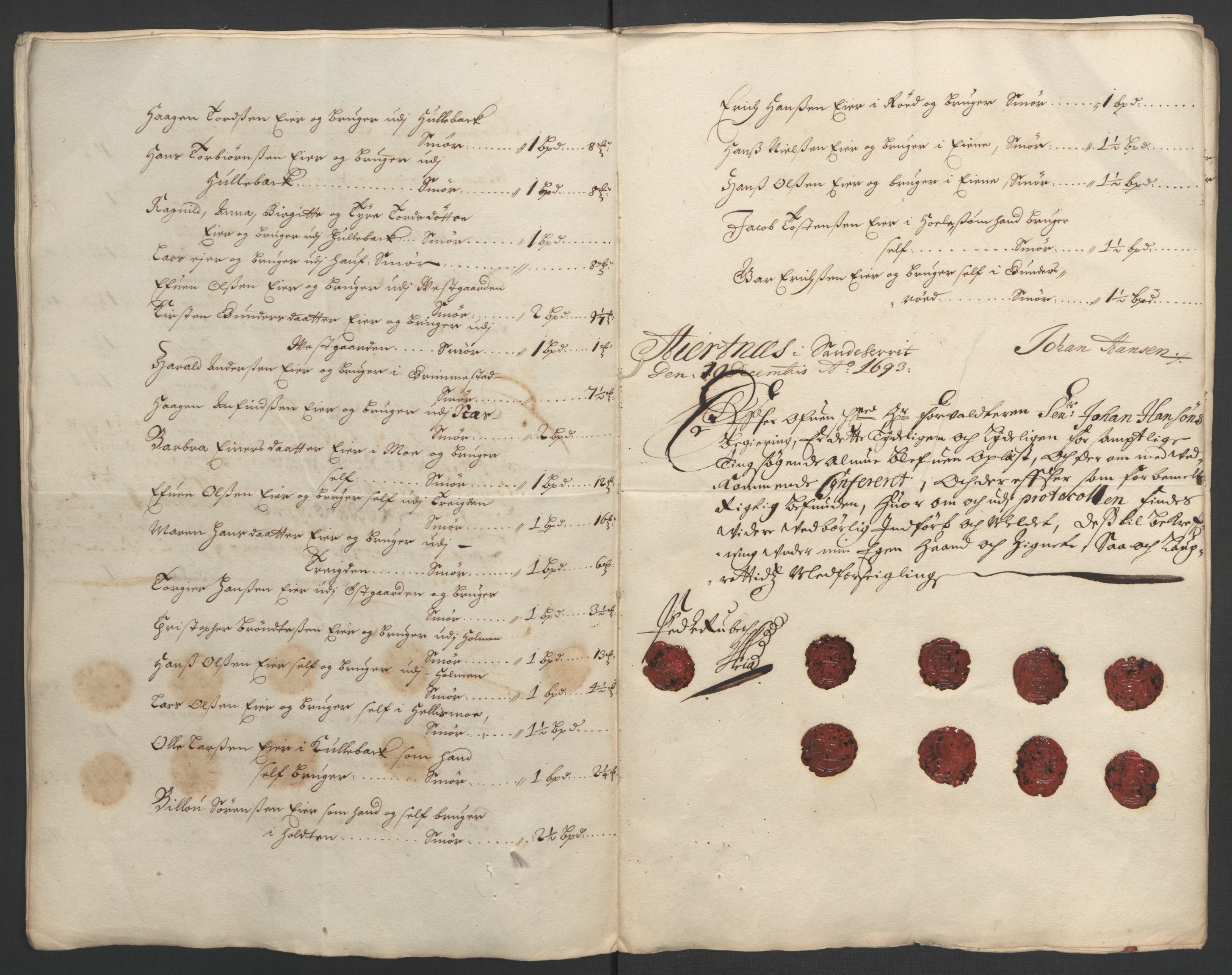 Rentekammeret inntil 1814, Reviderte regnskaper, Fogderegnskap, AV/RA-EA-4092/R33/L1974: Fogderegnskap Larvik grevskap, 1693-1695, s. 37