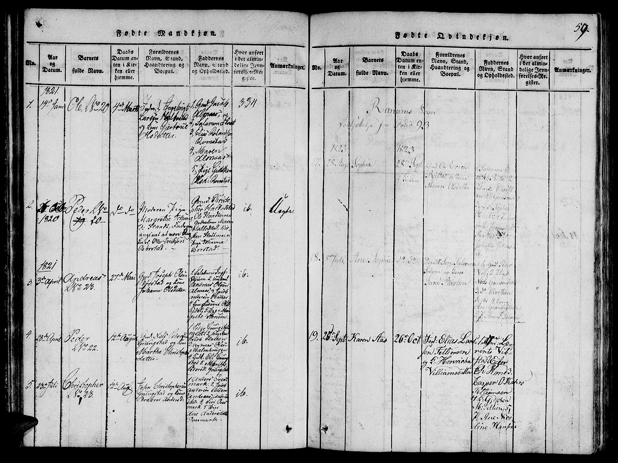 Ministerialprotokoller, klokkerbøker og fødselsregistre - Nord-Trøndelag, SAT/A-1458/764/L0546: Ministerialbok nr. 764A06 /1, 1816-1823, s. 59
