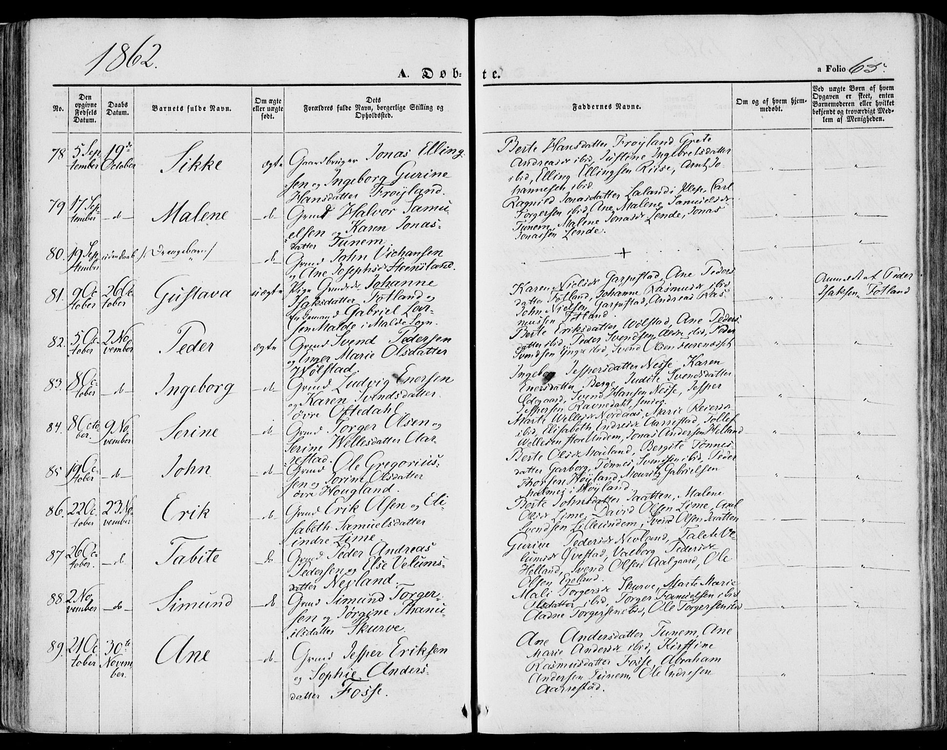 Lye sokneprestkontor, AV/SAST-A-101794/001/30BA/L0007: Ministerialbok nr. A 6, 1856-1871, s. 65