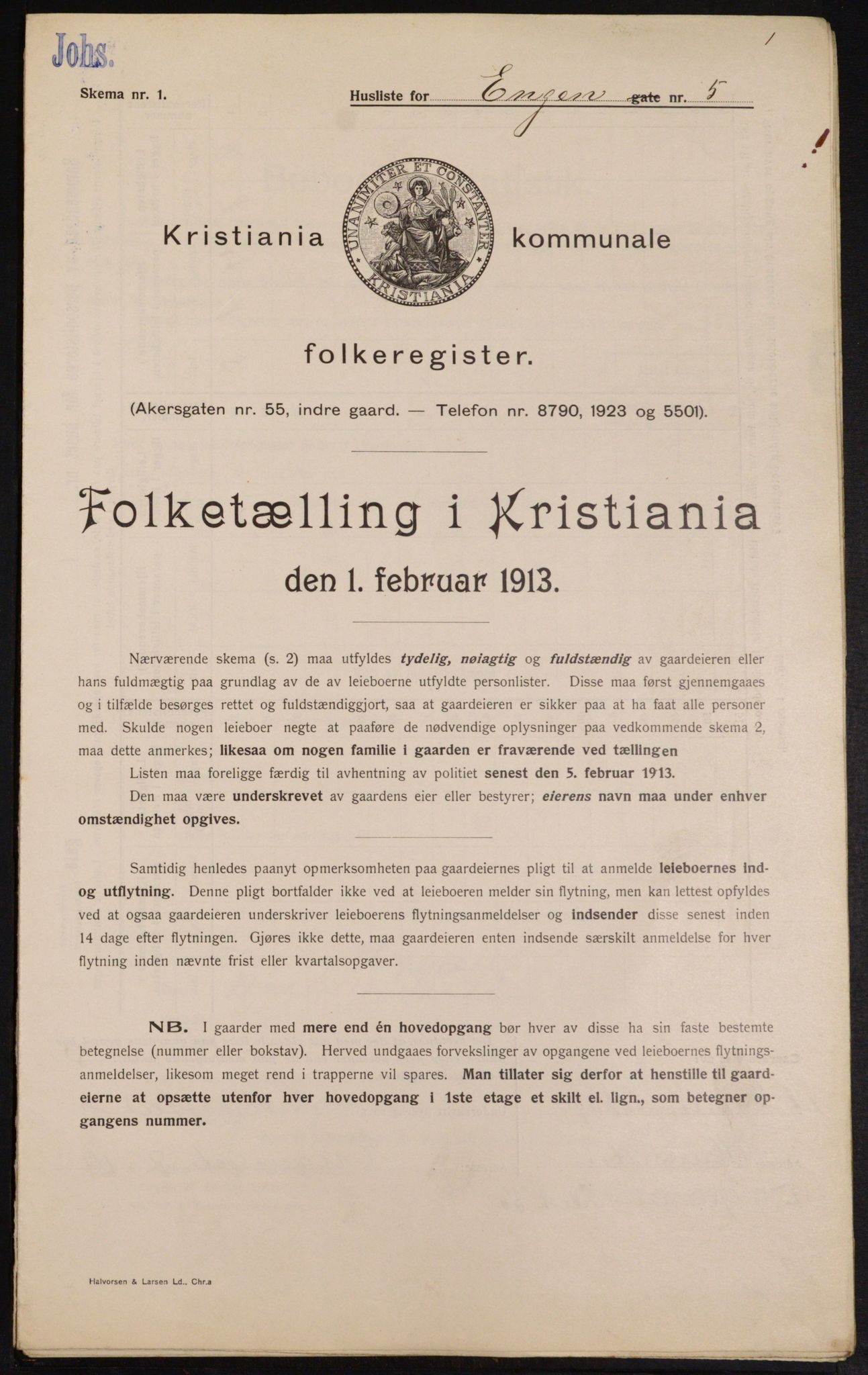 OBA, Kommunal folketelling 1.2.1913 for Kristiania, 1913, s. 21823