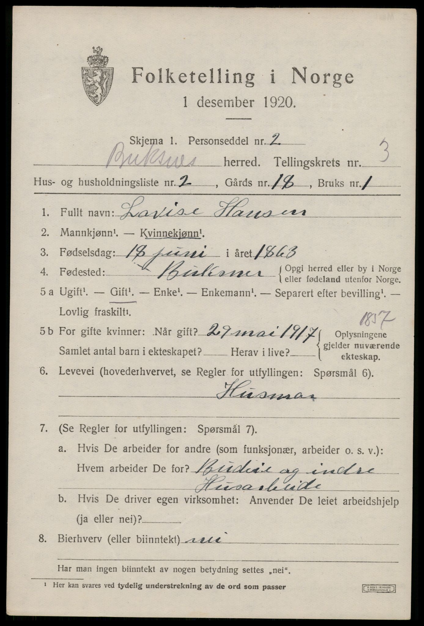 SAT, Folketelling 1920 for 1860 Buksnes herred, 1920, s. 3401